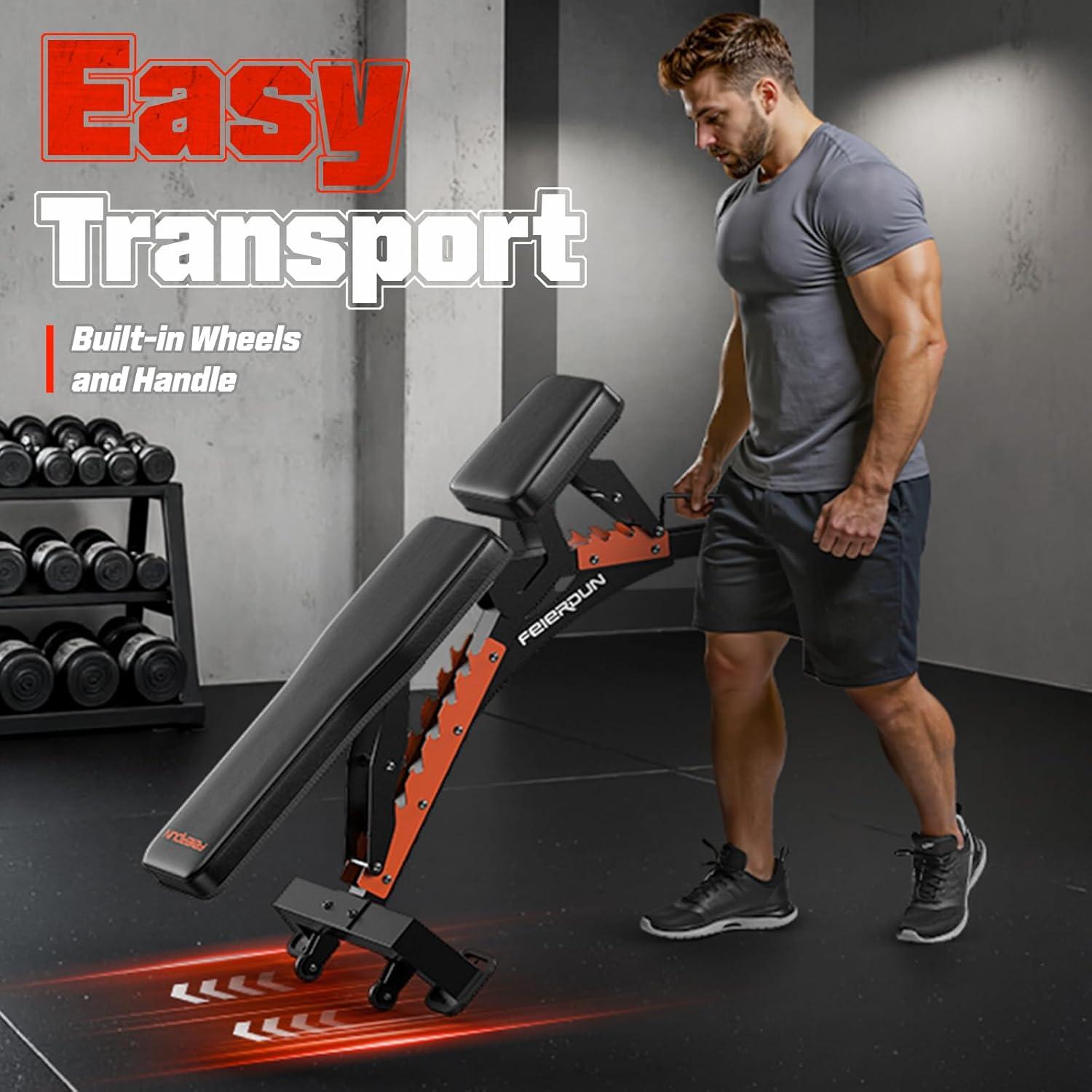 FEIERDUN Adjustable Weight Bench, 1300 LBS Capacity Weight Benches for Home Gym, Adjustable Flat/Incline/Decline Gym Bench for High-Intensity Strength Training