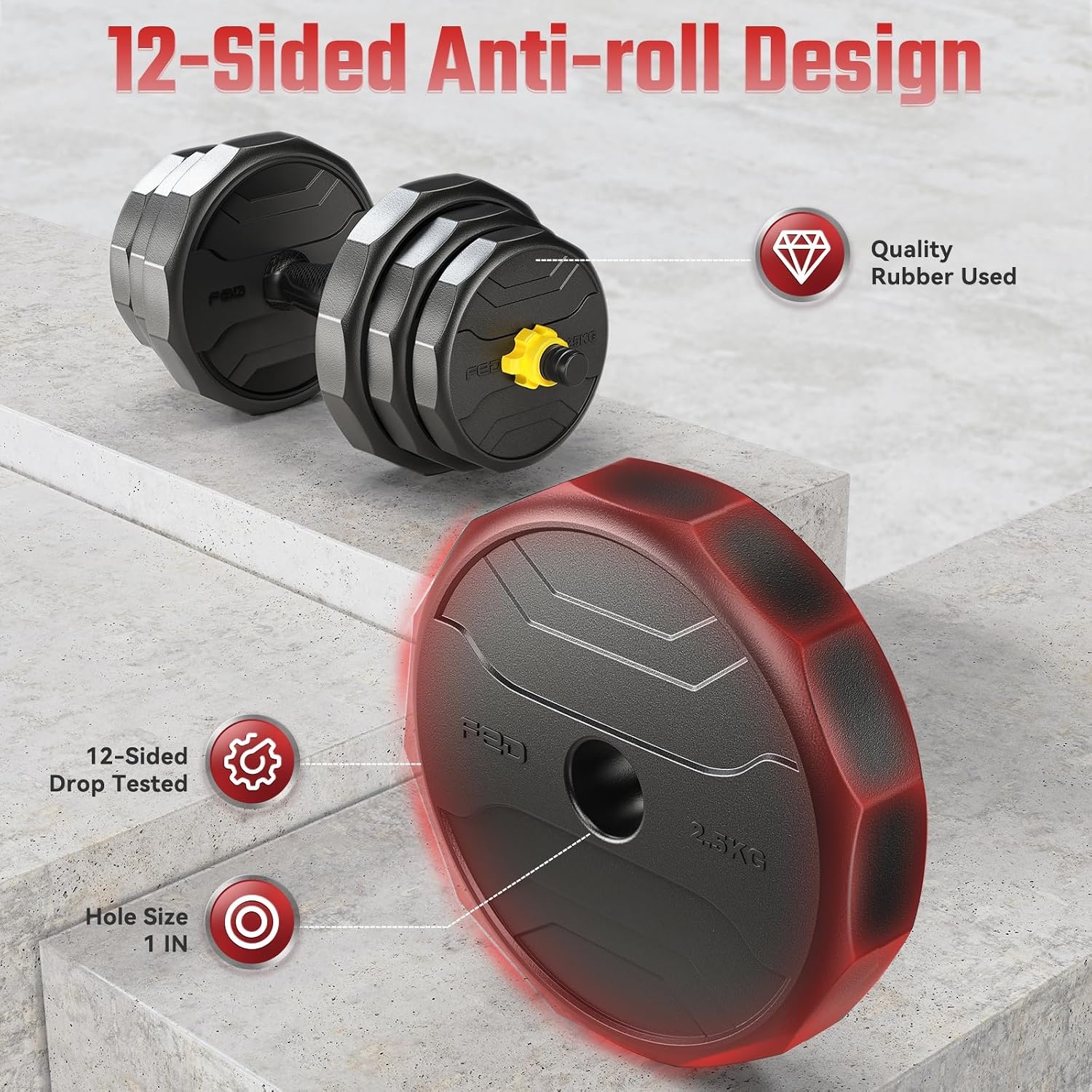 FEIERDUN Adjustable Dumbbells Set, 48/68/88lbs Free Weight Set with 4 Modes, Used as Barbell, Kettlebells, Push up Stand, Fitness Exercises for Home Gym Suitable Men/Women(B:48LB(24LB Pair))