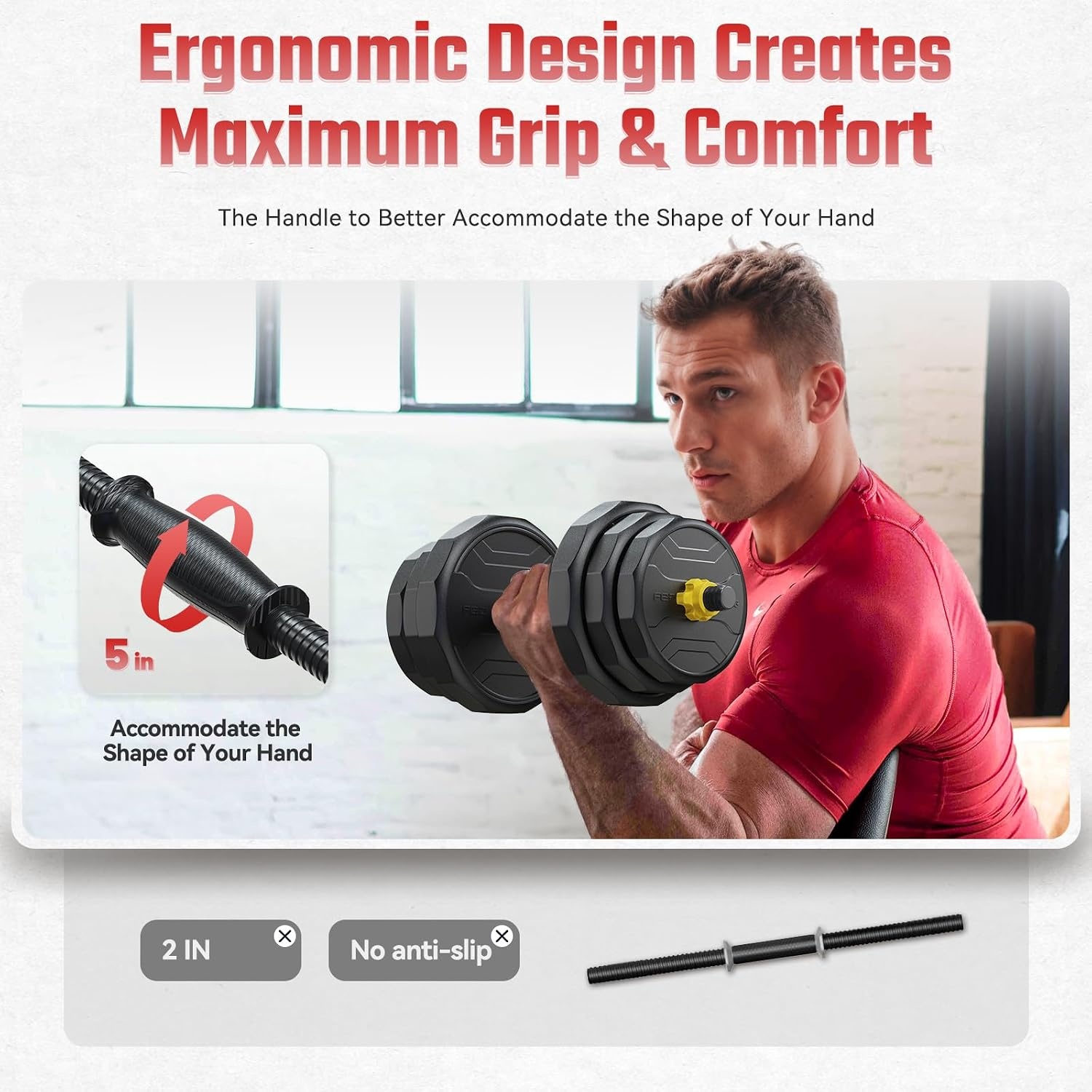 FEIERDUN Adjustable Dumbbells Set, 48/68/88lbs Free Weight Set with 4 Modes, Used as Barbell, Kettlebells, Push up Stand, Fitness Exercises for Home Gym Suitable Men/Women(B:48LB(24LB Pair))