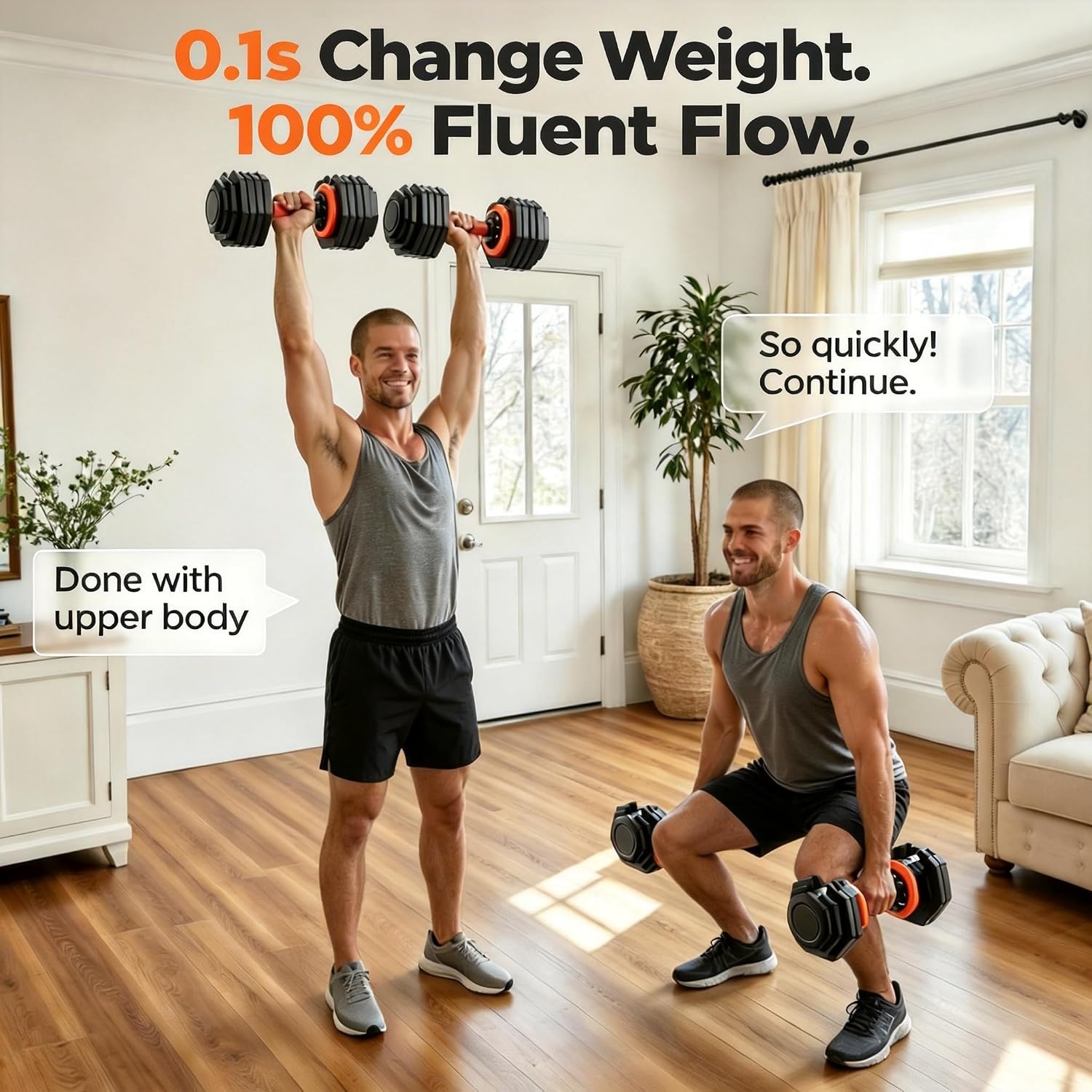 FEIERDUN DB1 QuickDial Adjustable Dumbbell Set, Adjustable Free Weights with Storage Box, 110lb/105lb/50lbs Quick Change for Drop Set, Non-Slip Handles, Weight Set For Home Gym Suit both Men and Women(Popula – 50LB Total(25lb Pair))