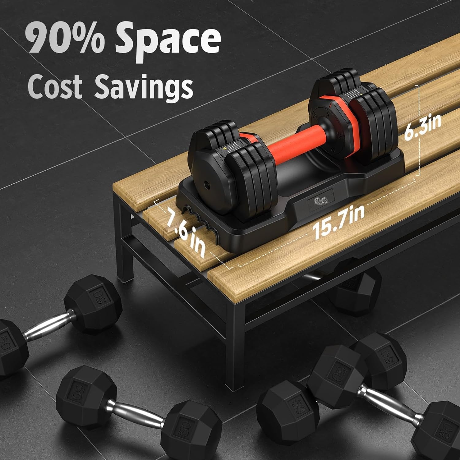 FEIERDUN DB1 QuickDial Adjustable Dumbbell Set, Adjustable Free Weights with Storage Box, 110lb/105lb/50lbs Quick Change for Drop Set, Non-Slip Handles, Weight Set For Home Gym Suit both Men and Women(5 Weights-50LB Total(25lb Pair))