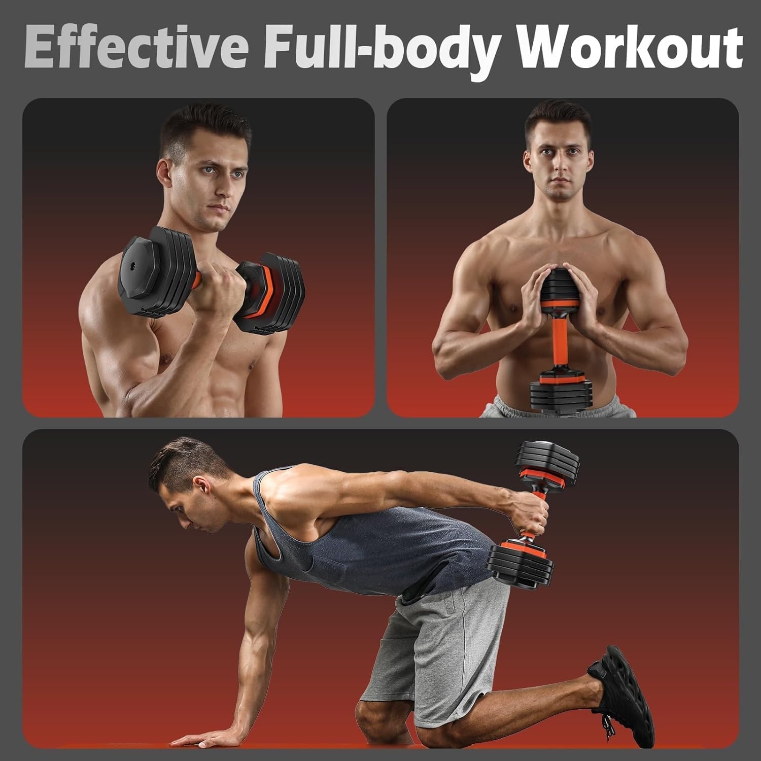 FEIERDUN DB1 QuickDial Adjustable Dumbbell Set, Adjustable Free Weights with Storage Box, 110lb/105lb/50lbs Quick Change for Drop Set, Non-Slip Handles, Weight Set For Home Gym Suit both Men and Women(5 Weights-50LB Total(25lb Pair))