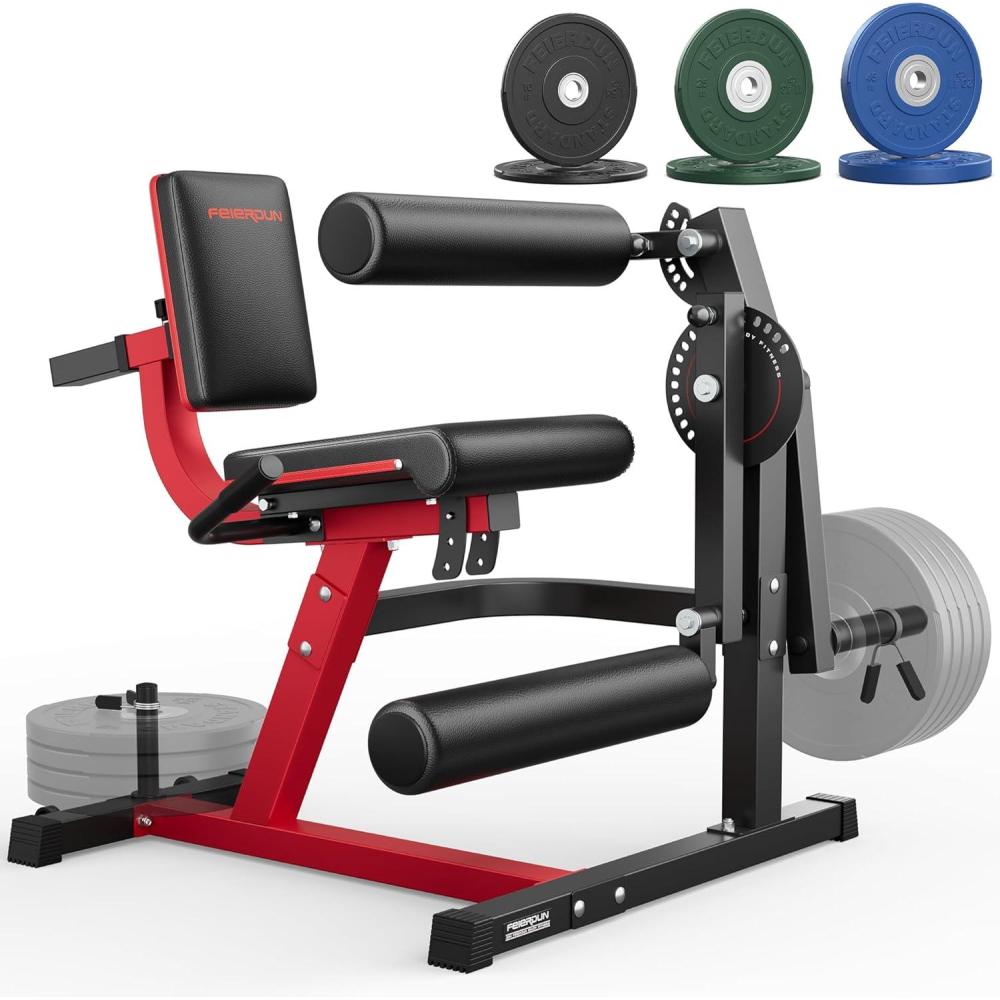 FEIERDUN 4-in-1 Adjustable Leg Extension Curl Machine – 700lbs Capacity Leg Extension Machine for Lower Body Workouts – Adjustable Leg Curl Machine, Home Gym Equipment(red with 160lbs Weight Plate)