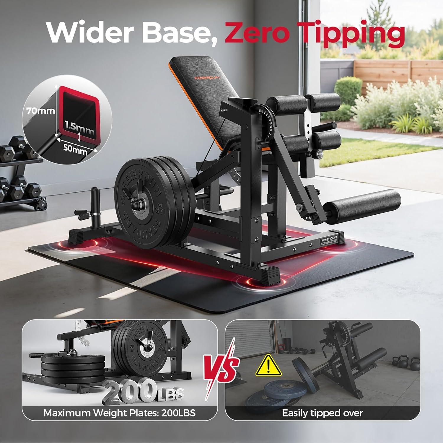 FEIERDUN Leg Extension and Curl Machine, Adjustable Leg Curl Machine, Lying Curl and Seated Leg Extension Machine, Leg Workout Equipment with Cable System, Home Gym Leg Machine