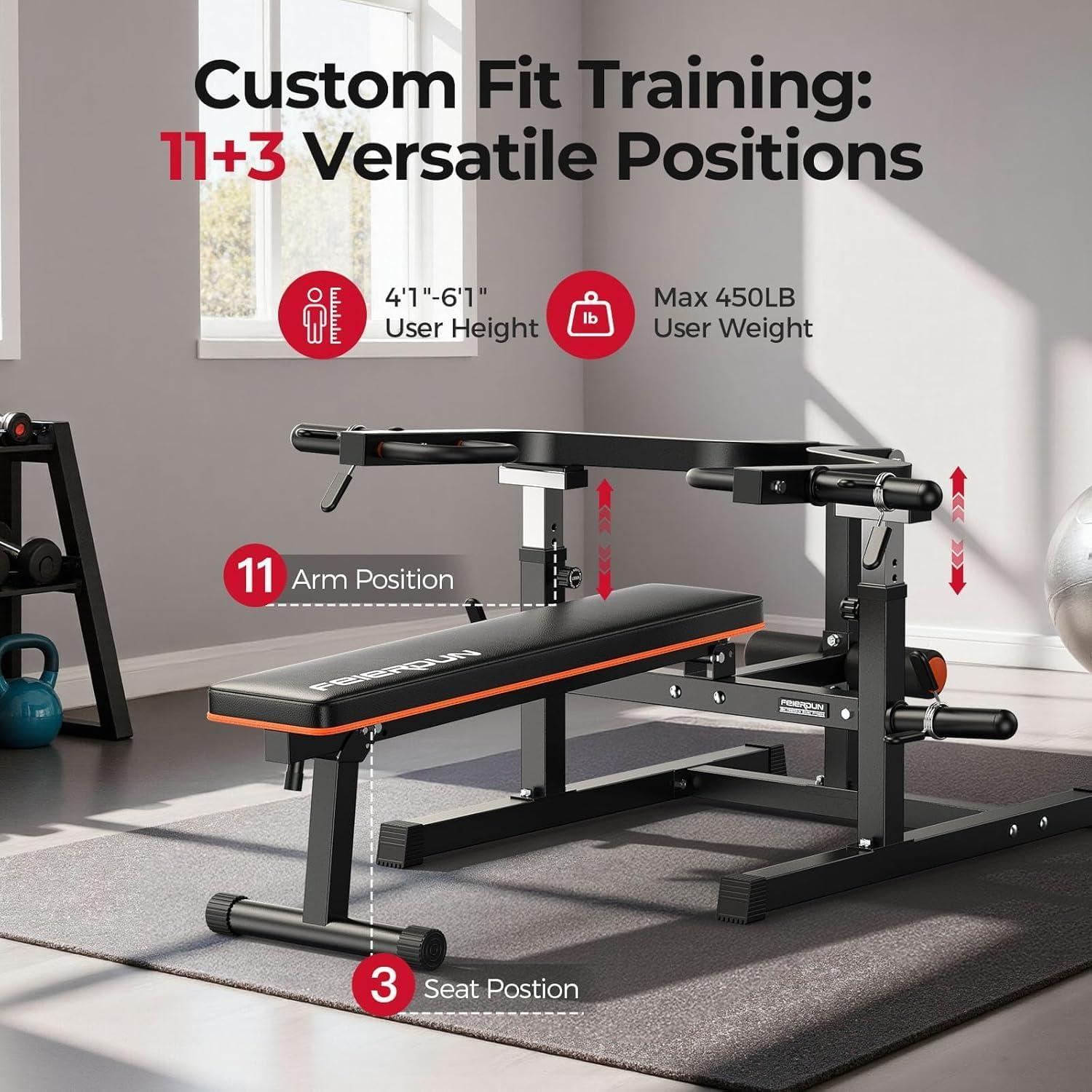 FEIERDUN Chest Press Bench with Independent Arms, 1250LB Capacity Adjustable Strength Machine