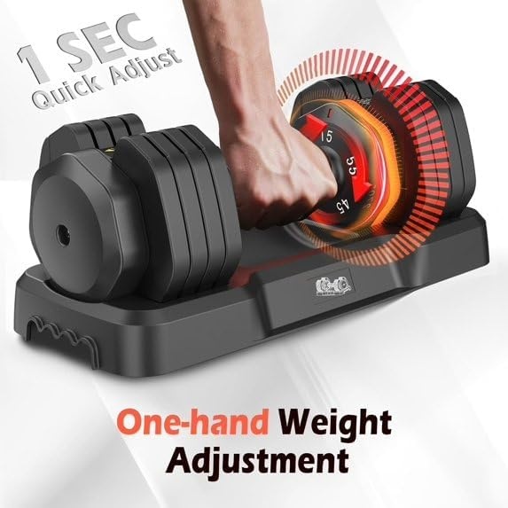 FEIERDUN DB1 QuickDial Adjustable Dumbbell Set, Adjustable Free Weights with Storage Box, 110lb/105lb/50lbs Quick Change for Drop Set, Non-Slip Handles, Weight Set For Home Gym Suit both Men and Women(5 Weights-110LB Total(55lb Pair))