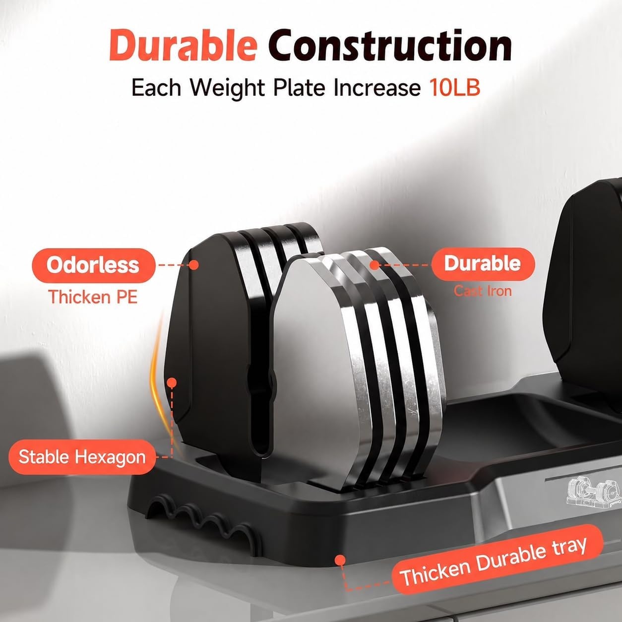 FEIERDUN DB1 QuickDial Adjustable Dumbbell Set, Adjustable Free Weights with Storage Box, 110lb/105lb/50lbs Quick Change for Drop Set, Non-Slip Handles, Weight Set For Home Gym Suit both Men and Women(5 Weights-110LB Total(55lb Pair))