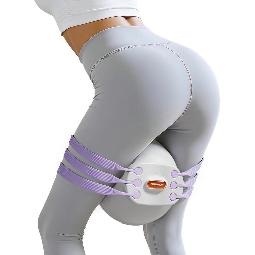 FEIERDUN Thigh Master, Kegel Exerciser, Pelvic Floor Muscle Trainer for Women, Adjustable 5-Level Resistance, Inner/Outer Thigh Leg Hip Glute Arm Toner,Leg-Shaping Ball-Purple