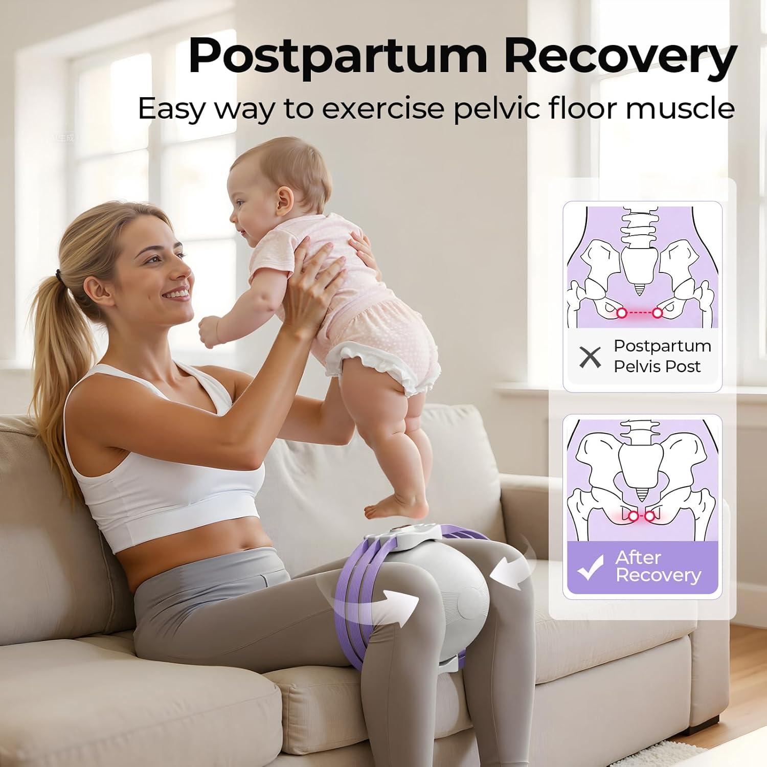 FEIERDUN Thigh Master, Kegel Exerciser, Pelvic Floor Muscle Trainer for Women, Adjustable 5-Level Resistance, Inner/Outer Thigh Leg Hip Glute Arm Toner,Leg-Shaping Ball-Purple