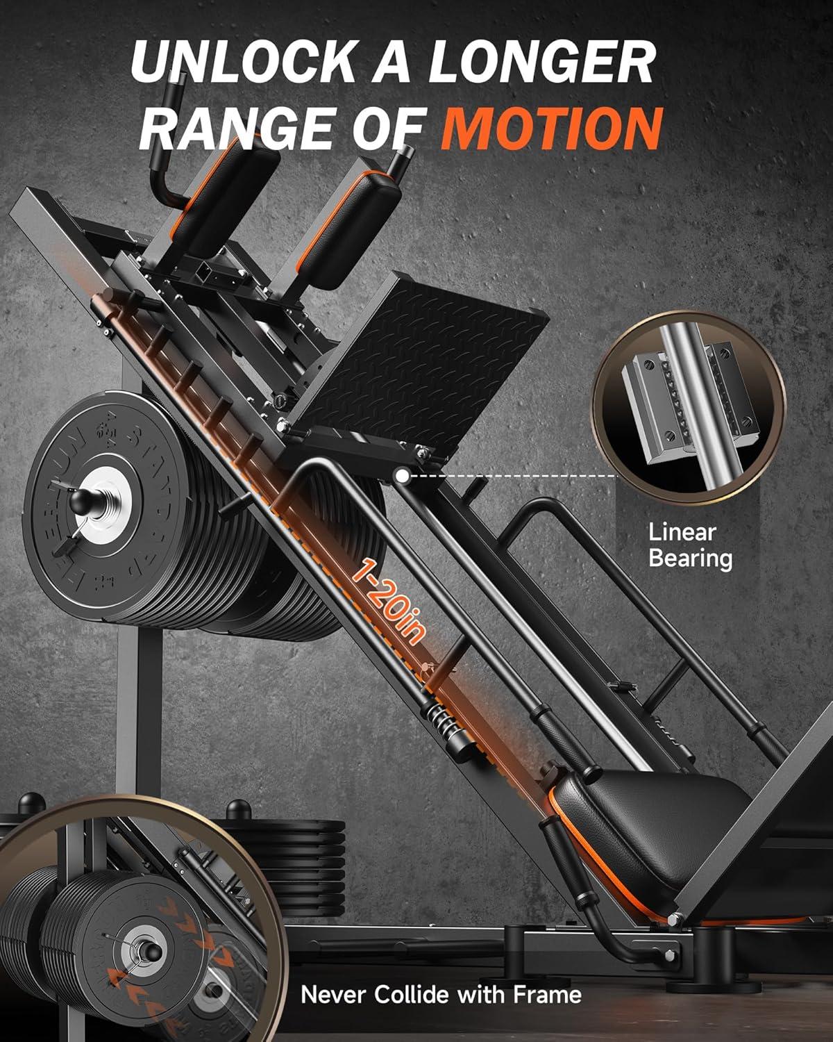 FEIERDUN Leg Press Hack Squat Machine, 3-in-1 Adjustable Hack Squat Machine for Home Gym with Linear Bearing, Leg Press Hack Squat Combo for Full Lower Body Workout