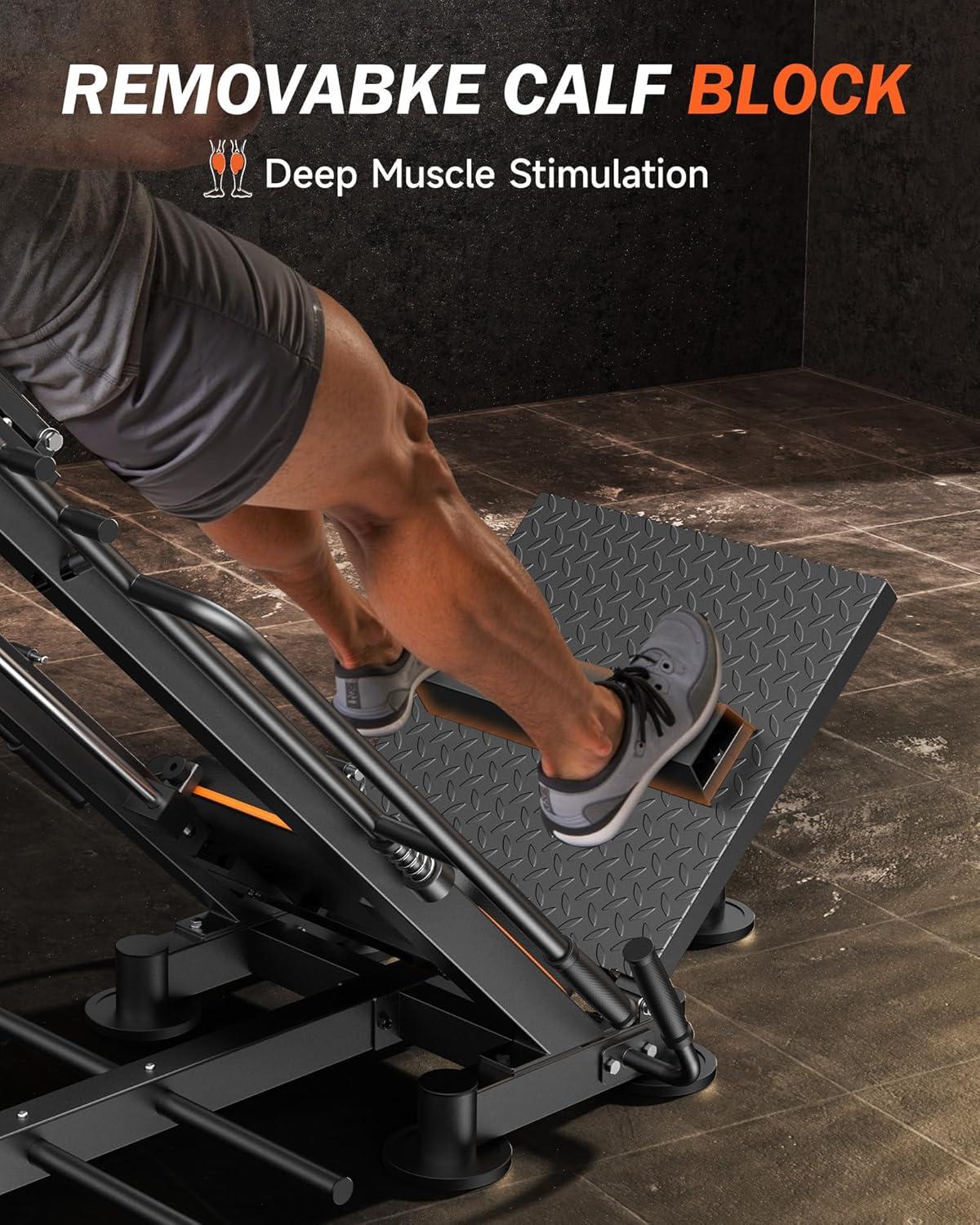 FEIERDUN Leg Press Hack Squat Machine, 3-in-1 Adjustable Hack Squat Machine for Home Gym with Linear Bearing, Leg Press Hack Squat Combo for Full Lower Body Workout