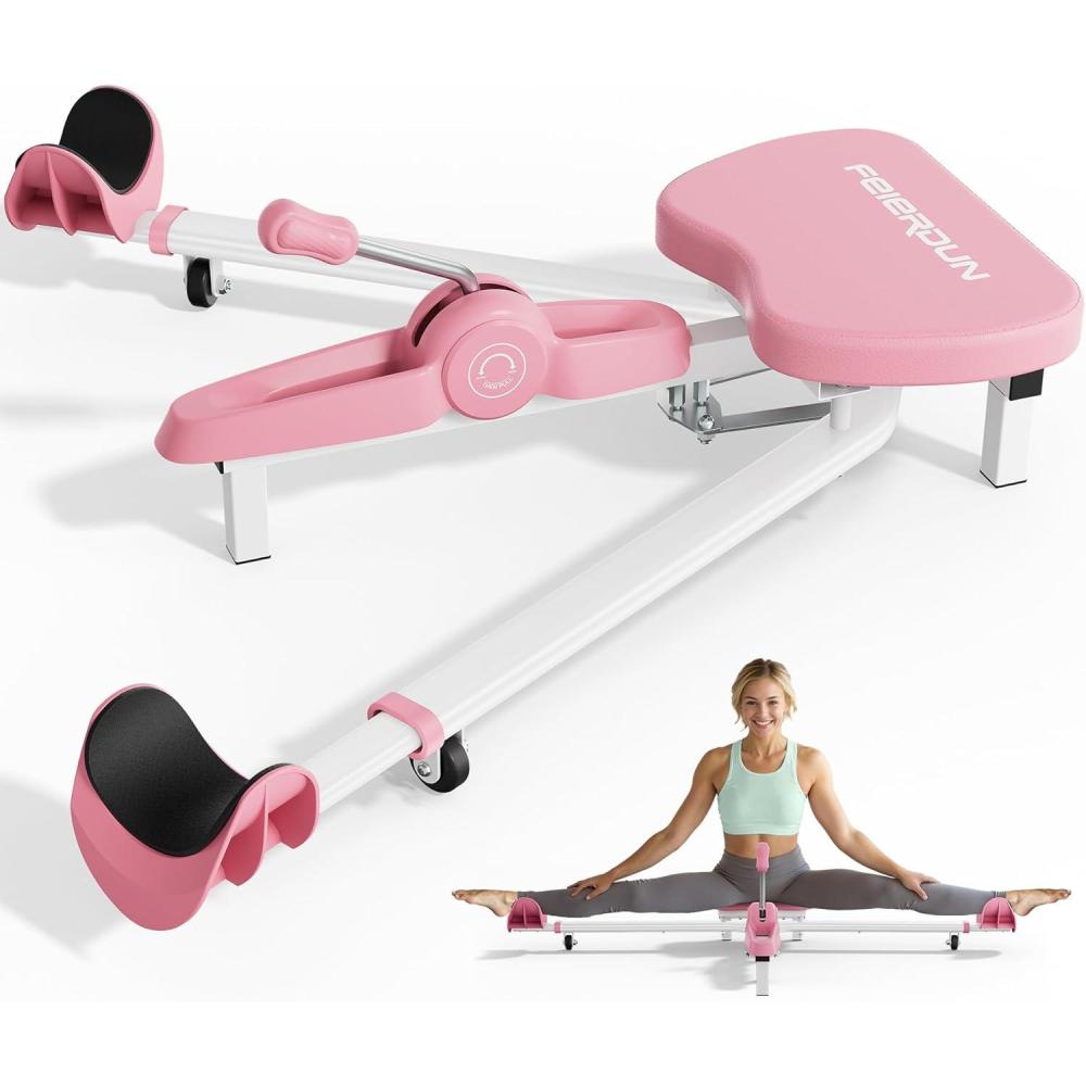 FEIERDUN 2025 Updated Leg Stretcher, Leg Stretcher Machine for Flexibility and Relieving Hip Tightness, Heavy Duty Split Machine Stretcher for Home Gym Split Machine Training Fitness(White-pink)