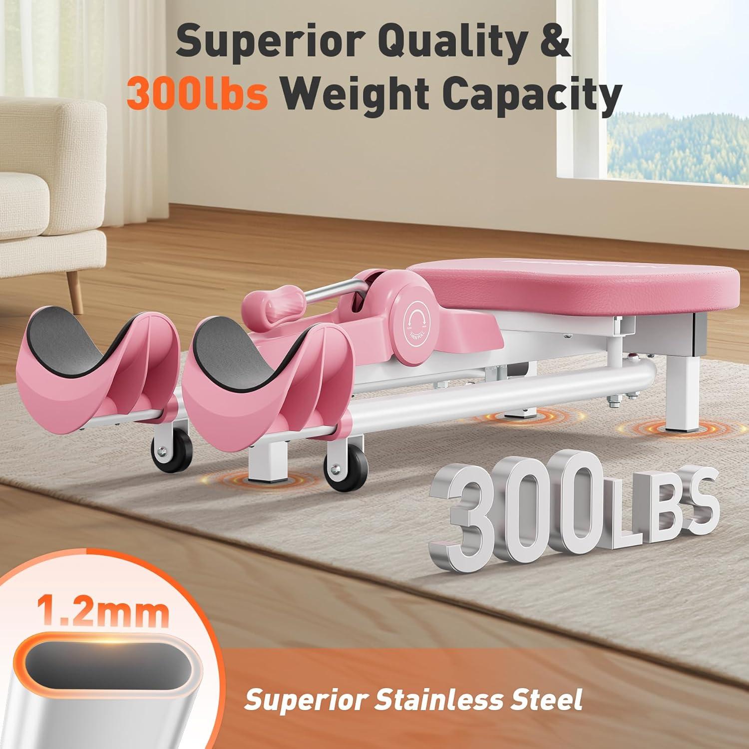 FEIERDUN 2025 Updated Leg Stretcher, Leg Stretcher Machine for Flexibility and Relieving Hip Tightness, Heavy Duty Split Machine Stretcher for Home Gym Split Machine Training Fitness(White-pink)