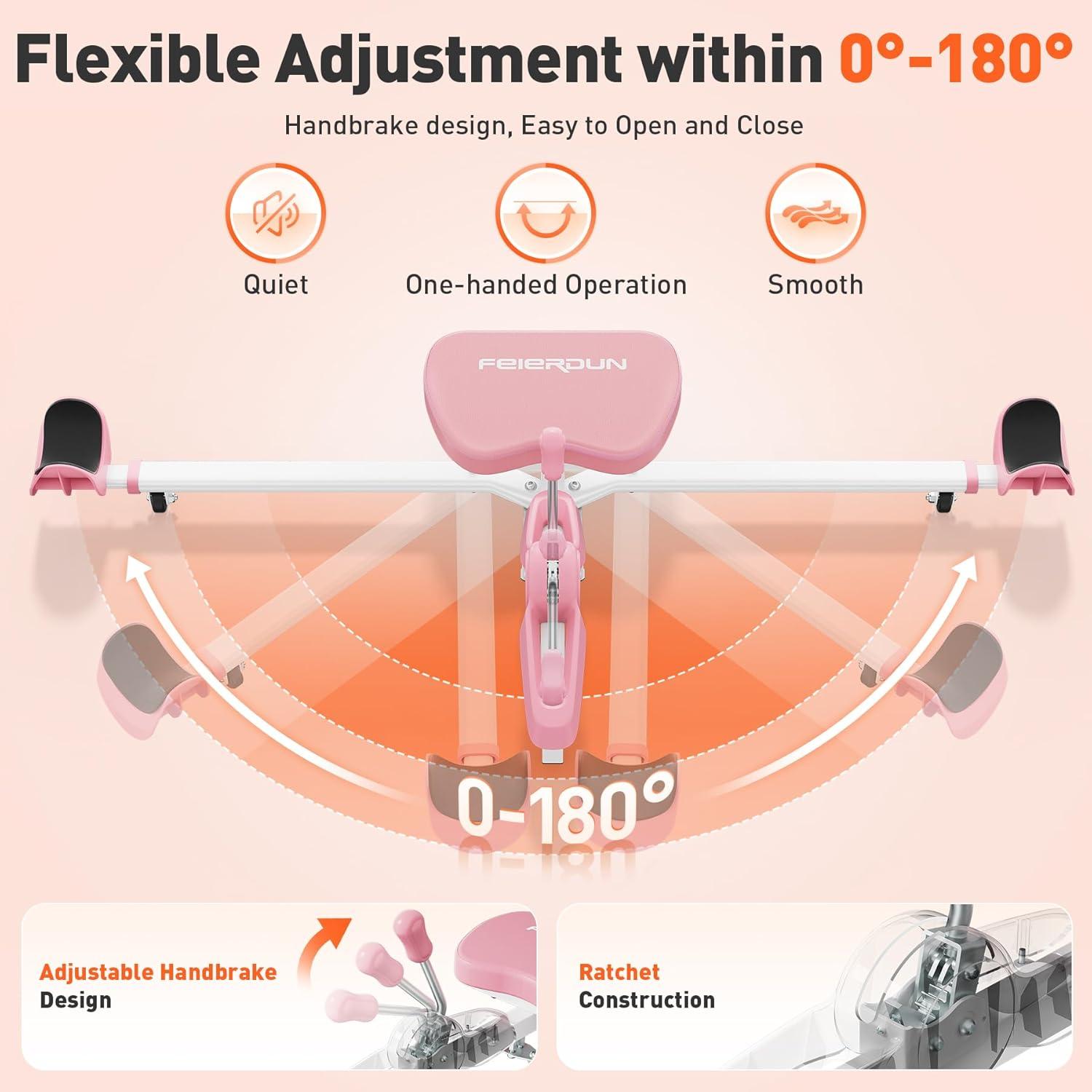 FEIERDUN 2025 Updated Leg Stretcher, Leg Stretcher Machine for Flexibility and Relieving Hip Tightness, Heavy Duty Split Machine Stretcher for Home Gym Split Machine Training Fitness(White-pink)