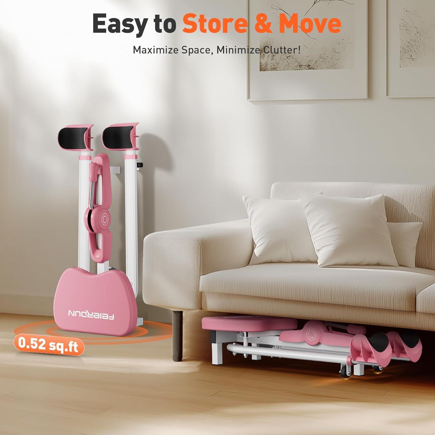 FEIERDUN 2025 Updated Leg Stretcher, Leg Stretcher Machine for Flexibility and Relieving Hip Tightness, Heavy Duty Split Machine Stretcher for Home Gym Split Machine Training Fitness(White-pink)