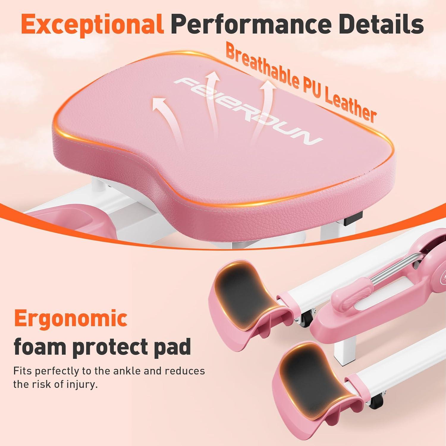 FEIERDUN 2025 Updated Leg Stretcher, Leg Stretcher Machine for Flexibility and Relieving Hip Tightness, Heavy Duty Split Machine Stretcher for Home Gym Split Machine Training Fitness(White-pink)