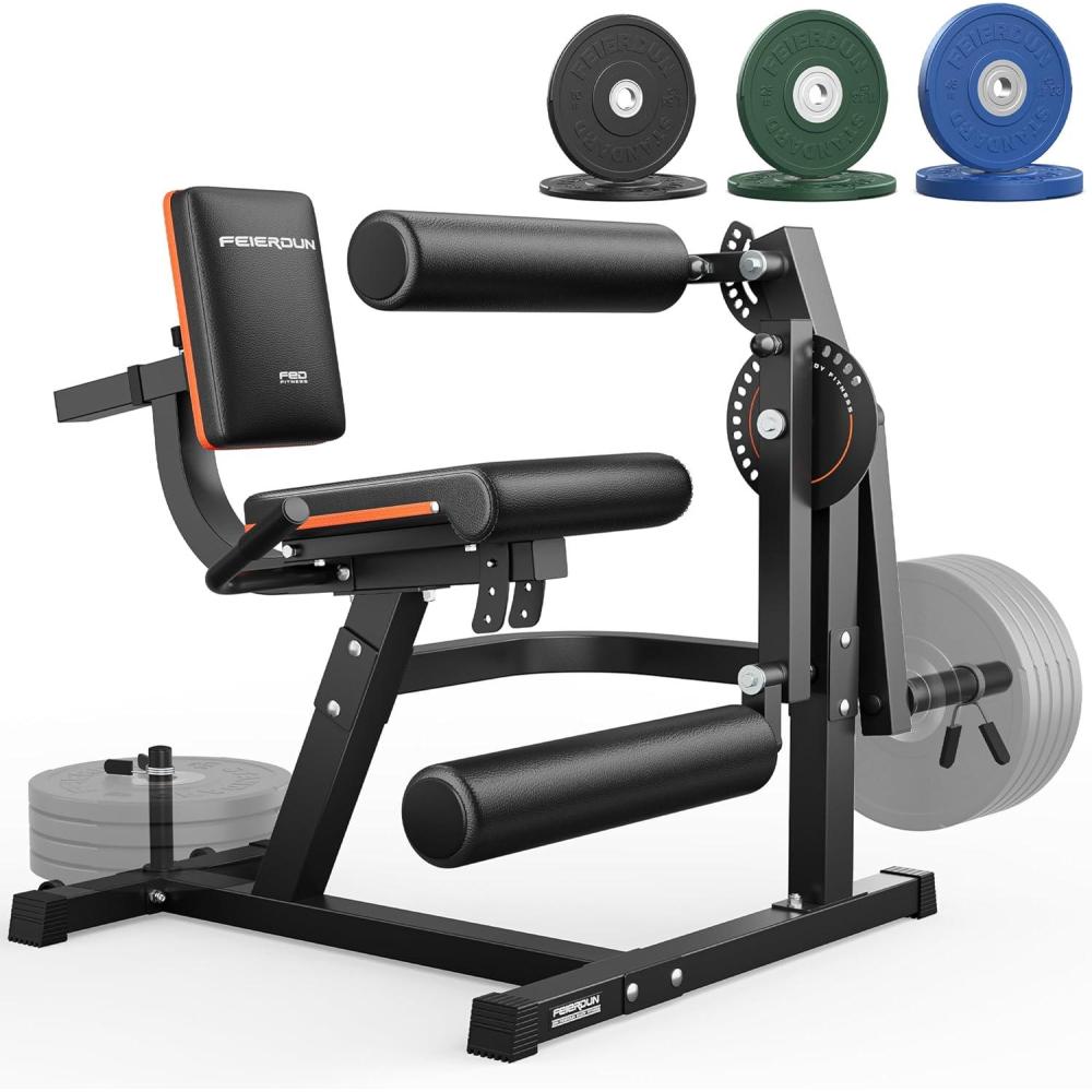 FEIERDUN 4-in-1 Adjustable Leg Extension Curl Machine – 700lbs Capacity Leg Extension Machine for Lower Body Workouts – Adjustable Leg Curl Machine, Home Gym Equipment(black with 160lbs Weight Plates)