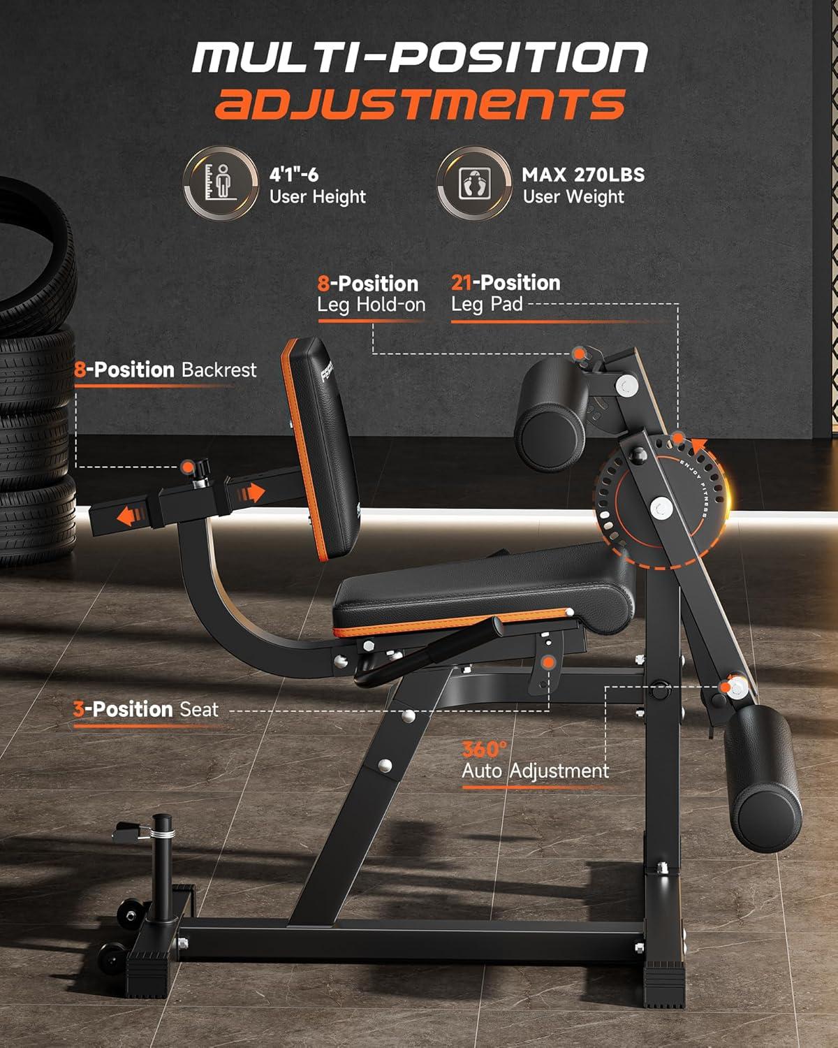 FEIERDUN 4-in-1 Adjustable Leg Extension Curl Machine – 700lbs Capacity Leg Extension Machine for Lower Body Workouts – Adjustable Leg Curl Machine, Home Gym Equipment(black with 160lbs Weight Plates)
