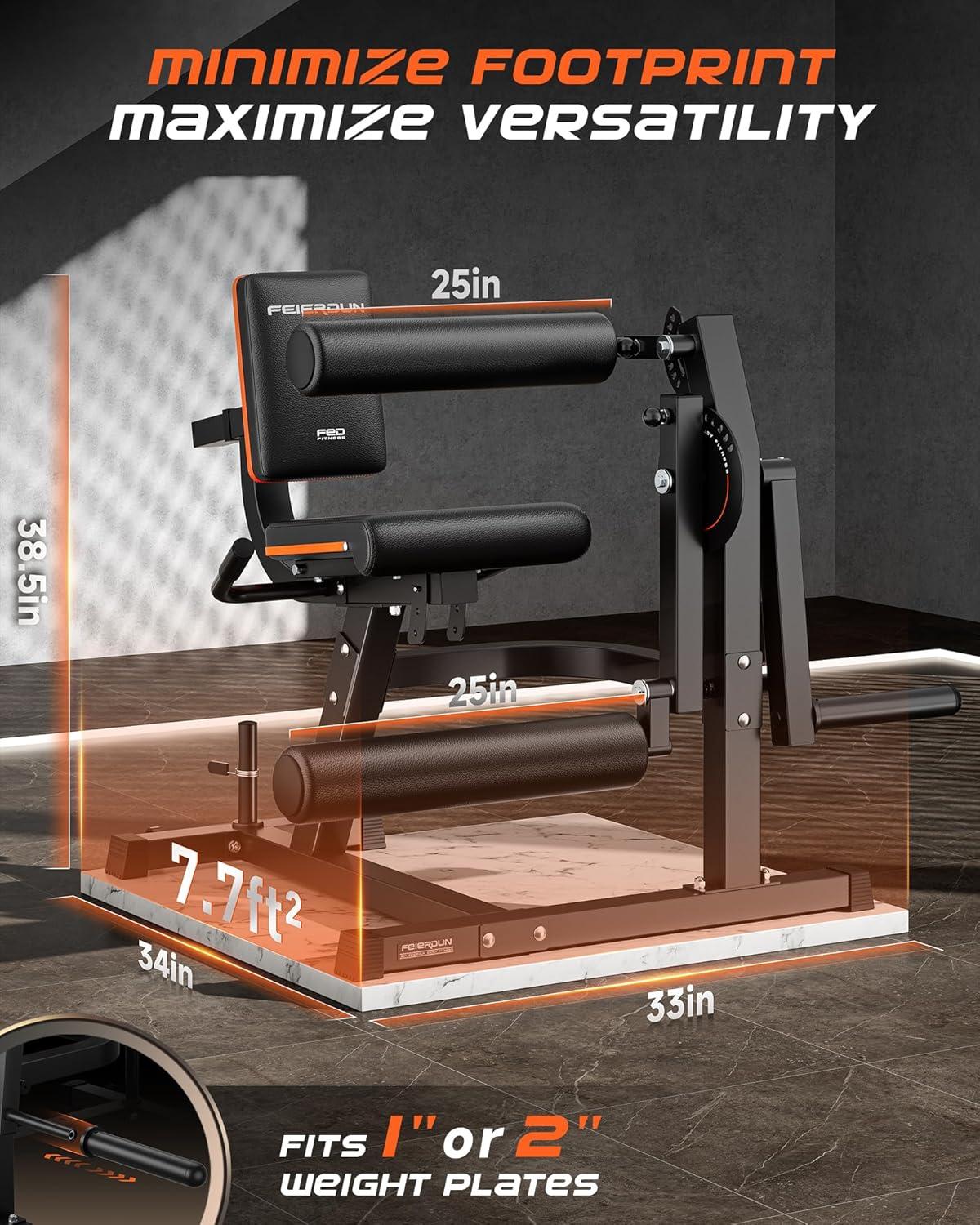 FEIERDUN 4-in-1 Adjustable Leg Extension Curl Machine – 700lbs Capacity Leg Extension Machine for Lower Body Workouts – Adjustable Leg Curl Machine, Home Gym Equipment(black with 160lbs Weight Plates)