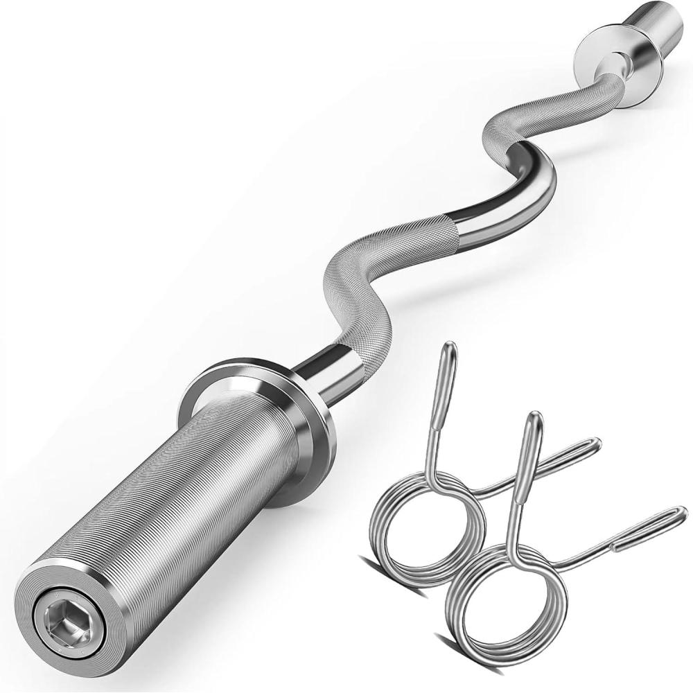 FEIERDUN Olympic Barbell 4ft/5ft/7ft Barbell EZ Curl Bar, Suitable for 2-Inch Weight Plates