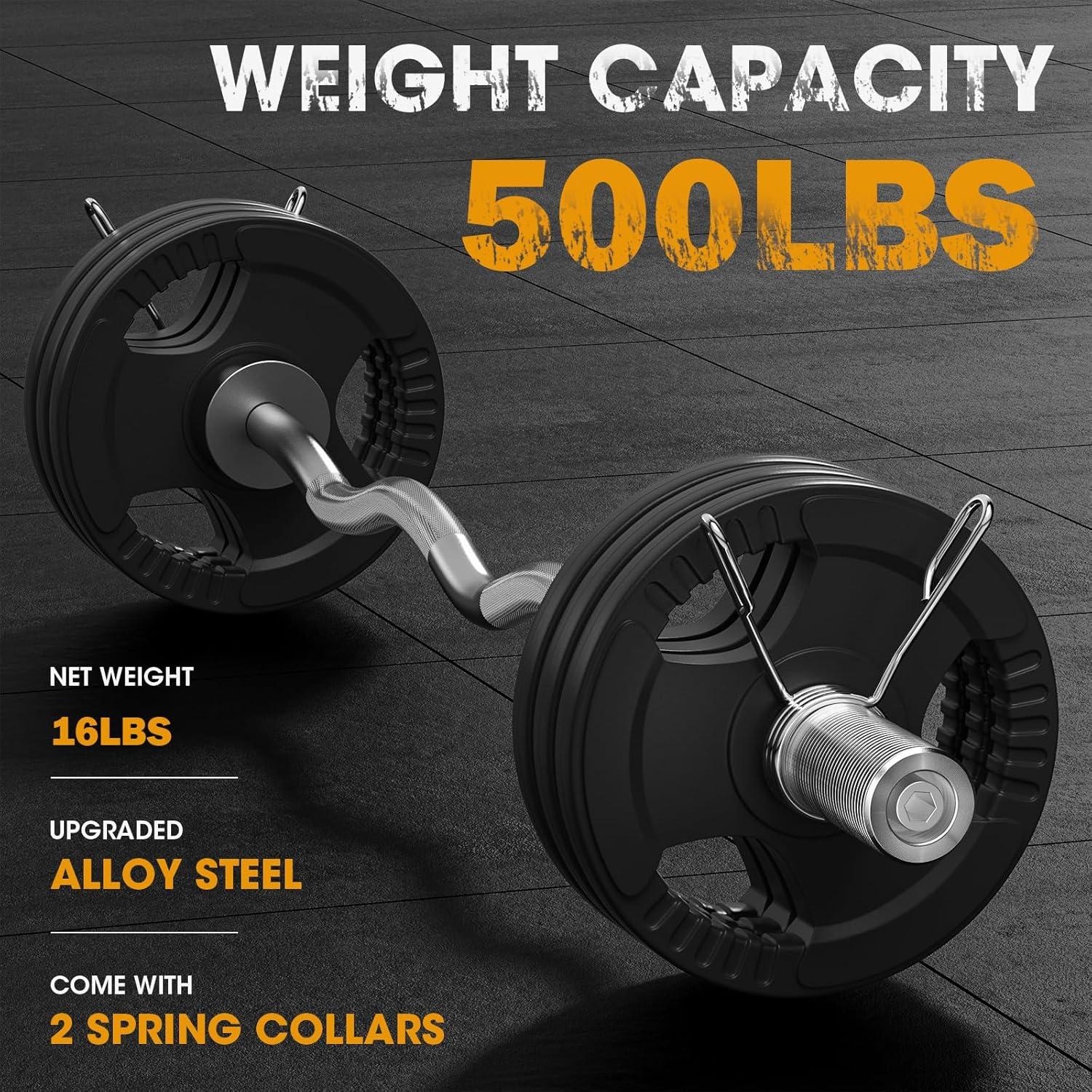 FEIERDUN Olympic Barbell 4ft/5ft/7ft Barbell EZ Curl Bar, Suitable for 2-Inch Weight Plates