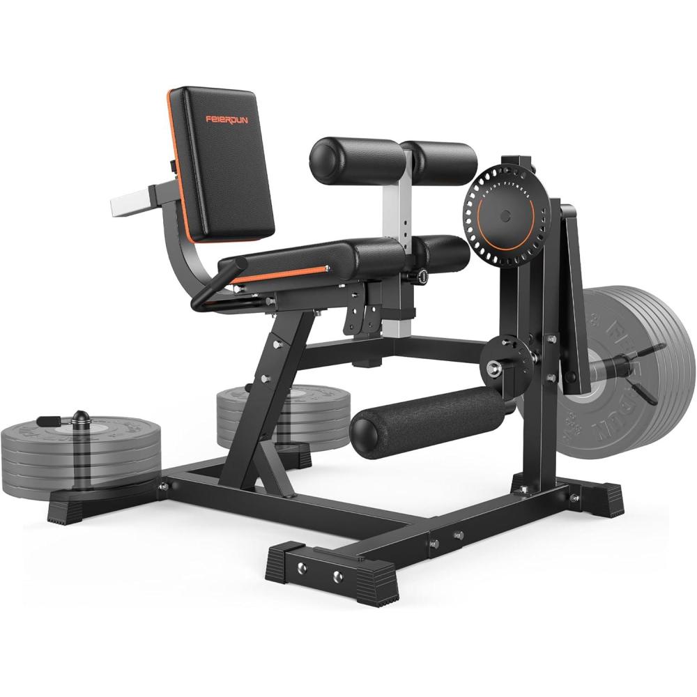 FEIERDUN 4-in-1 Adjustable Leg Extension Curl Machine – 700lbs Capacity Leg Extension Machine for Lower Body Workouts – Adjustable Leg Curl Machine, Home Gym Equipment(Black-orange)