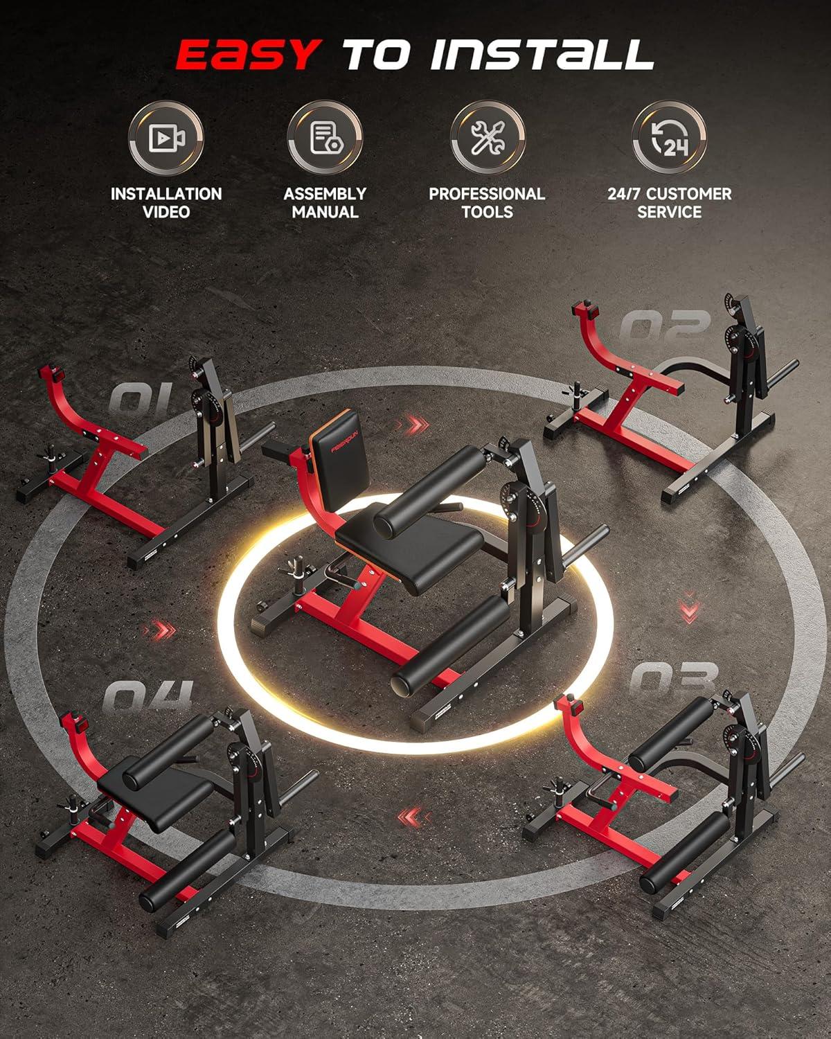 FEIERDUN 4-in-1 Adjustable Leg Extension Curl Machine – 700lbs Capacity Leg Extension Machine for Lower Body Workouts – Adjustable Leg Curl Machine, Home Gym Equipment(Bright Red)