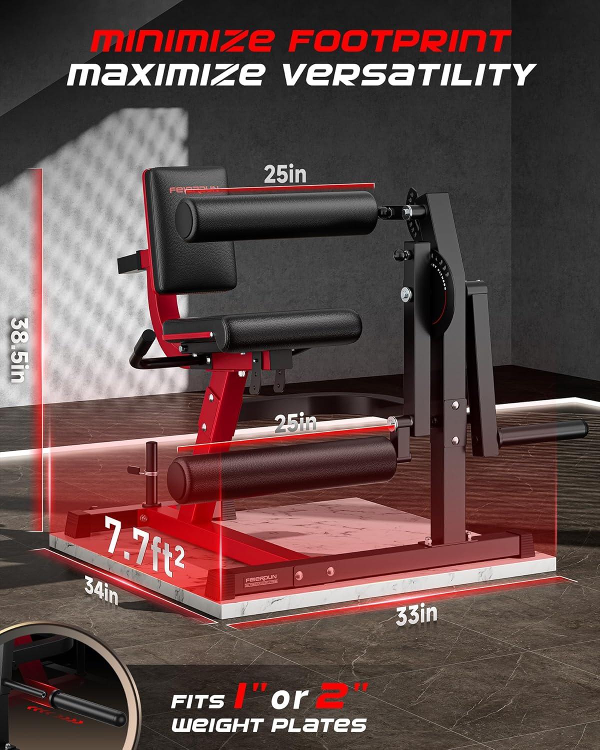 FEIERDUN 4-in-1 Adjustable Leg Extension Curl Machine – 700lbs Capacity Leg Extension Machine for Lower Body Workouts – Adjustable Leg Curl Machine, Home Gym Equipment(Bright Red)
