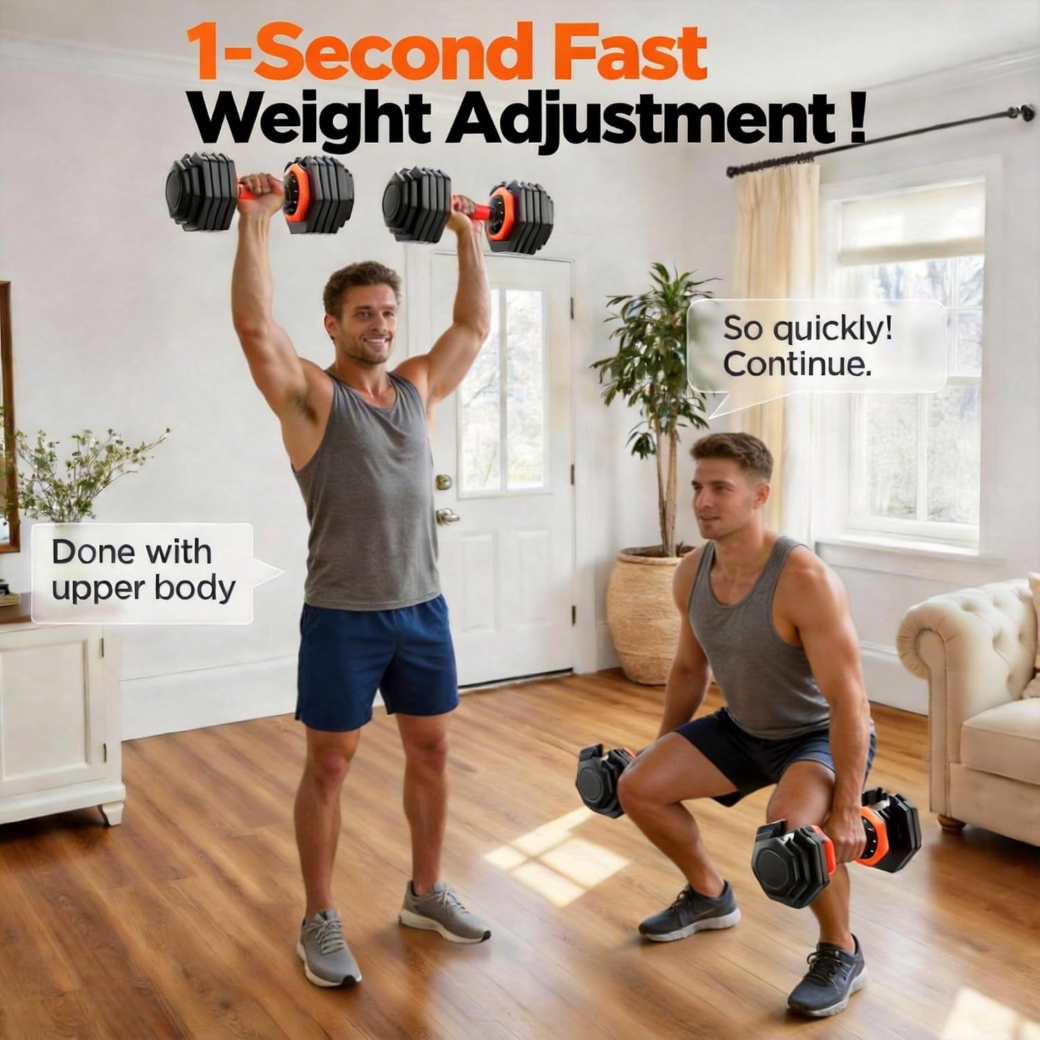 FEIERDUN DB1 QuickDial Adjustable Dumbbell Set, Adjustable Free Weights with Storage Box, 110lb/105lb/50lbs Quick Change for Drop Set, Non-Slip Handles, Weight Set For Home Gym Suit both Men and Women(10 Weights-110LB Total(55lb Pair))
