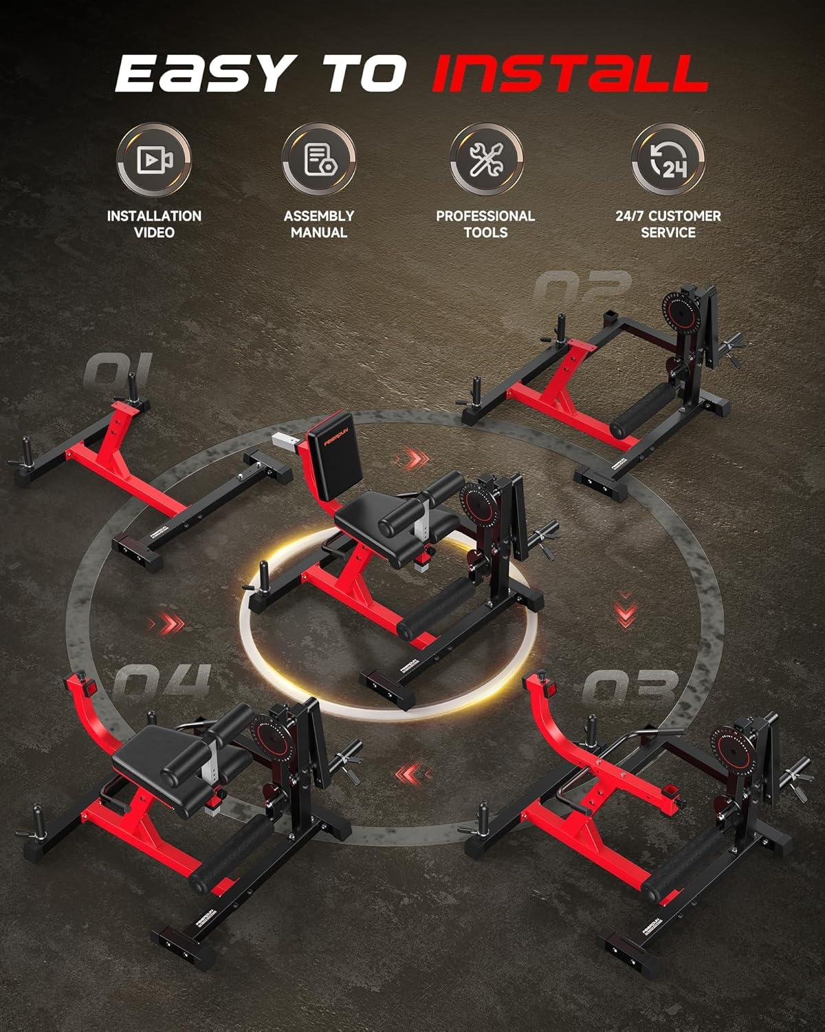 FEIERDUN 4-in-1 Adjustable Leg Extension Curl Machine – 700lbs Capacity Leg Extension Machine for Lower Body Workouts – Adjustable Leg Curl Machine, Home Gym Equipment(Red-black)