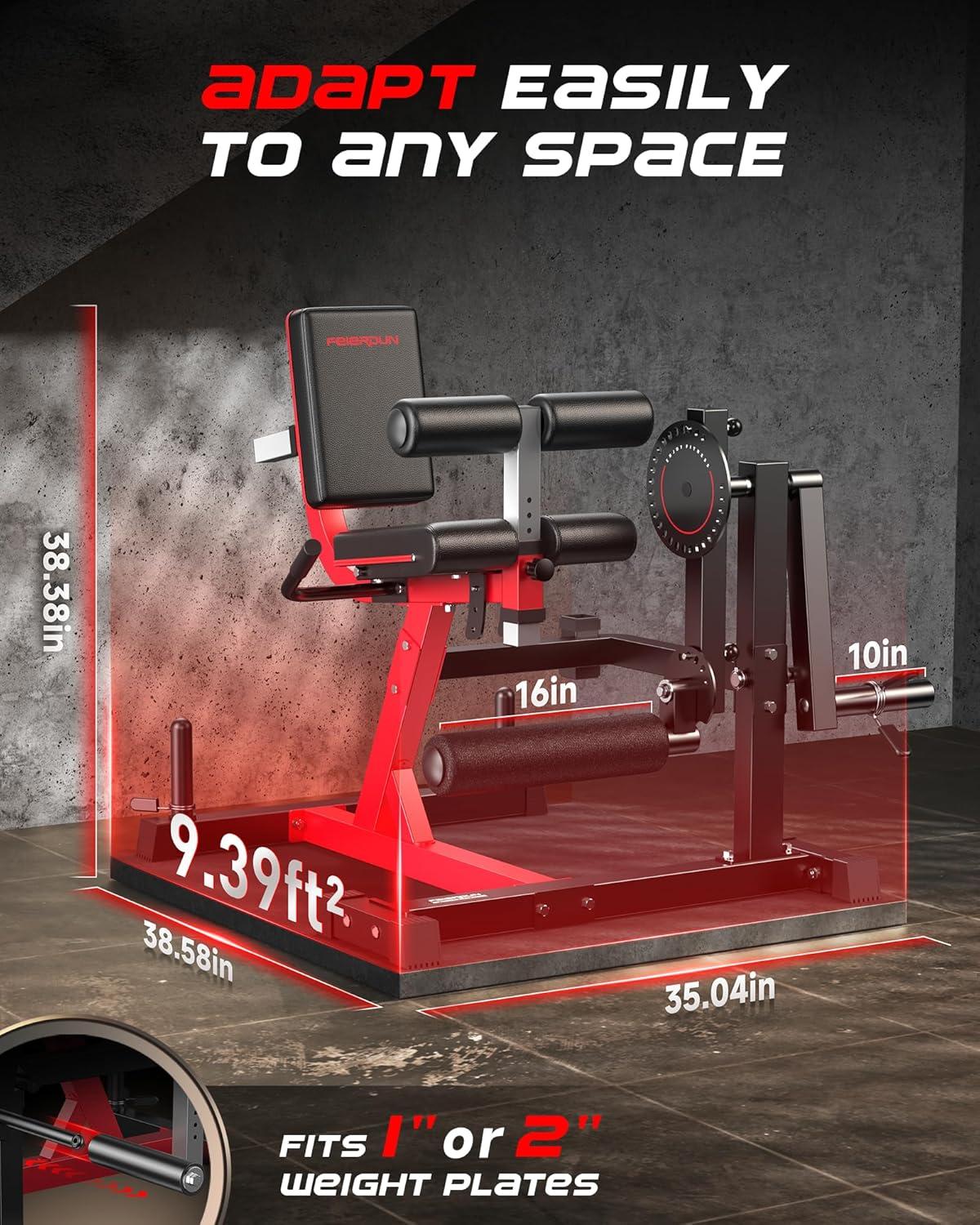FEIERDUN 4-in-1 Adjustable Leg Extension Curl Machine – 700lbs Capacity Leg Extension Machine for Lower Body Workouts – Adjustable Leg Curl Machine, Home Gym Equipment(Red-black)