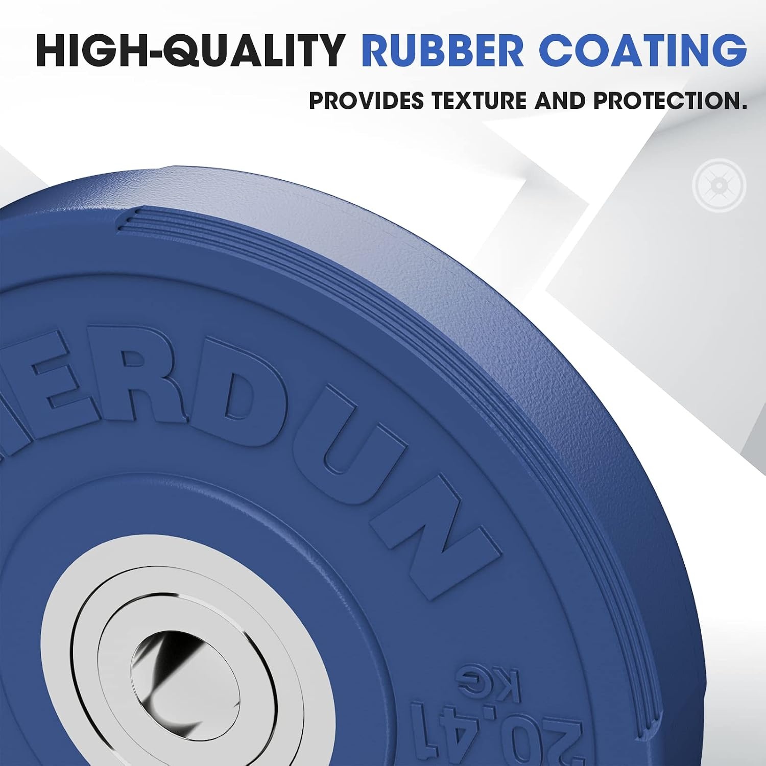FEIERDUN Color Bumper Plate Set, 2-Inch Olympic Weight Plates, Low Bounce Rubber Barbell Plates with Stainless Steel Insert for Weightlifting, Strength Training, CrossFit & Home Gym, 10LB-370LB(E) 45LBS Single)