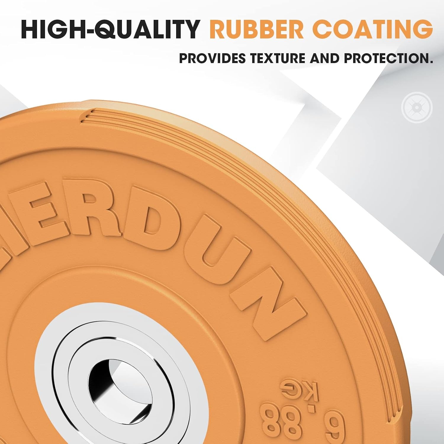 FEIERDUN Color Bumper Plate Set, 2-Inch Olympic Weight Plates, Low Bounce Rubber Barbell Plates with Stainless Steel Insert for Weightlifting, Strength Training, CrossFit & Home Gym, 10LB-370LB(B) 15LBS Pair)