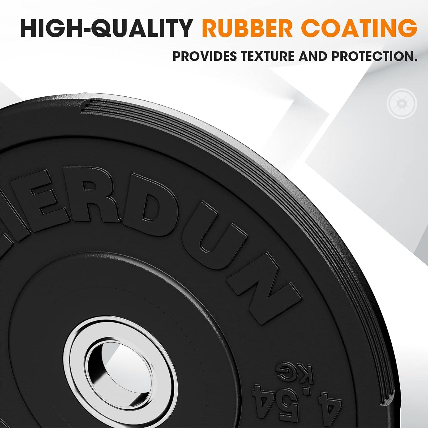 FEIERDUN 2″ Color Olympic Bumper Plate Weight Plate for Strength Training – 100% Virgin Rubber(A) 10LBS Pair)