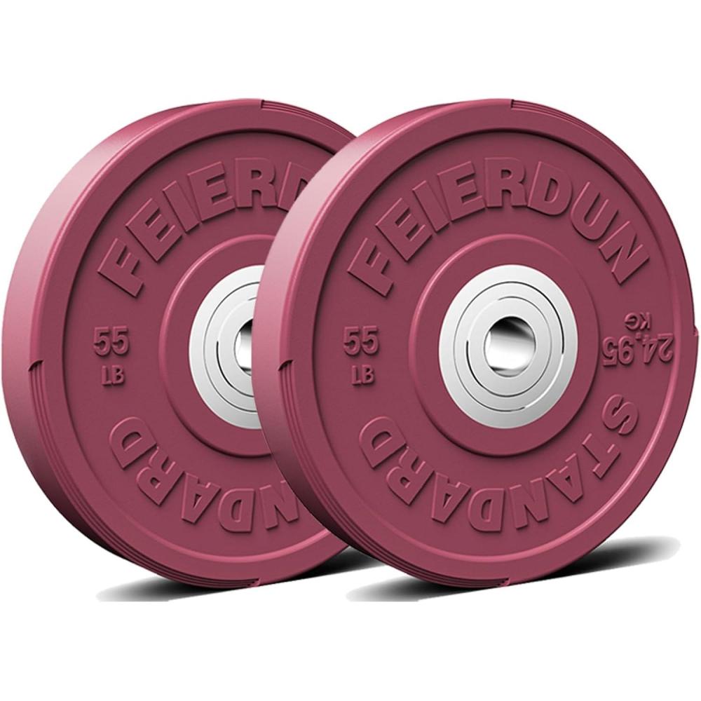 FEIERDUN 2″ Color Olympic Bumper Plate Weight Plate for Strength Training – 100% Virgin Rubber(I1) 110LBS SET)