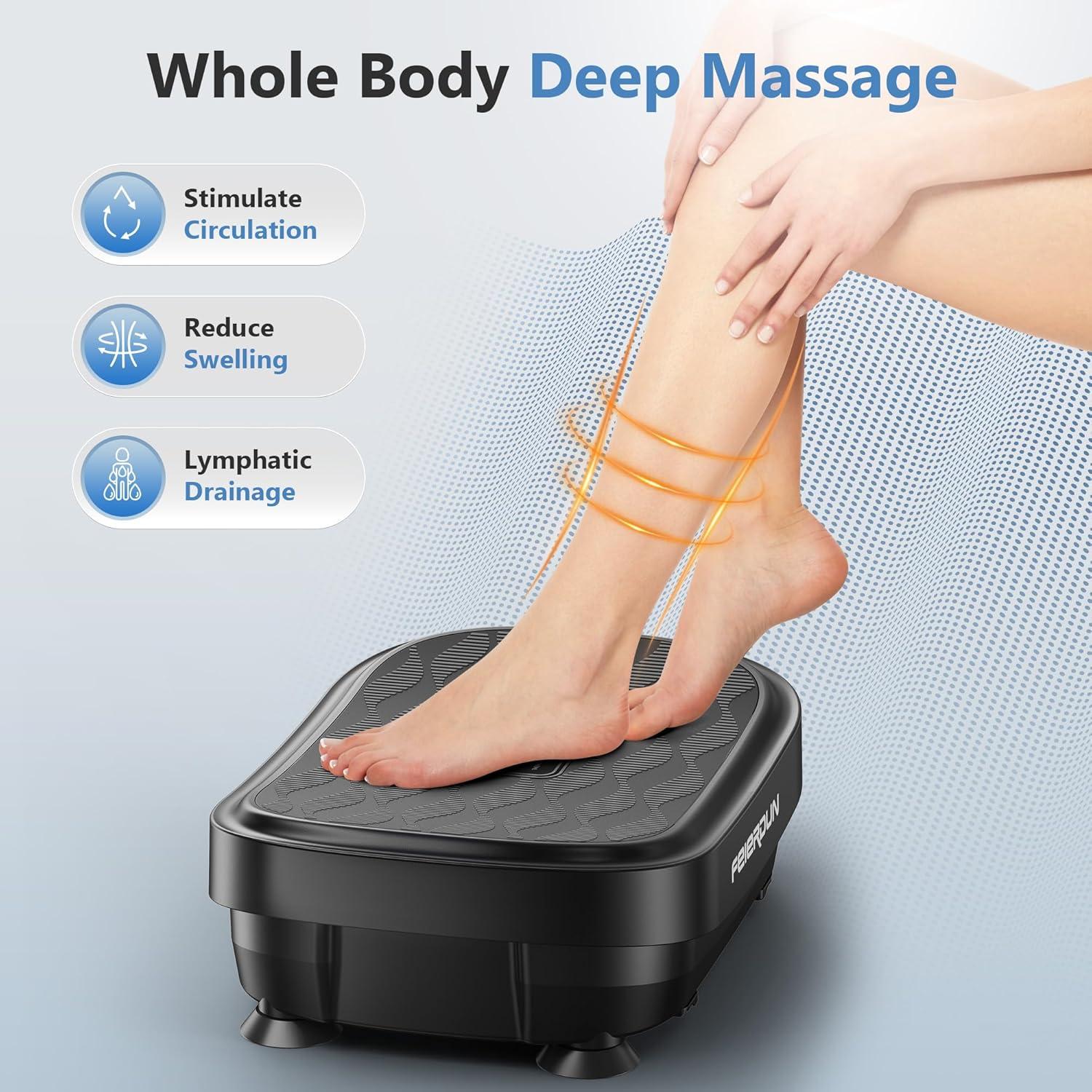 FEIERDUN Vibration Plate Exercise Machine, Whole Body Workout Vibrate Platform, 9 Modes Vibration Plate for Lymphatic Drainage Weight Loss Shaping Toning Wellness Home Gyms Workout