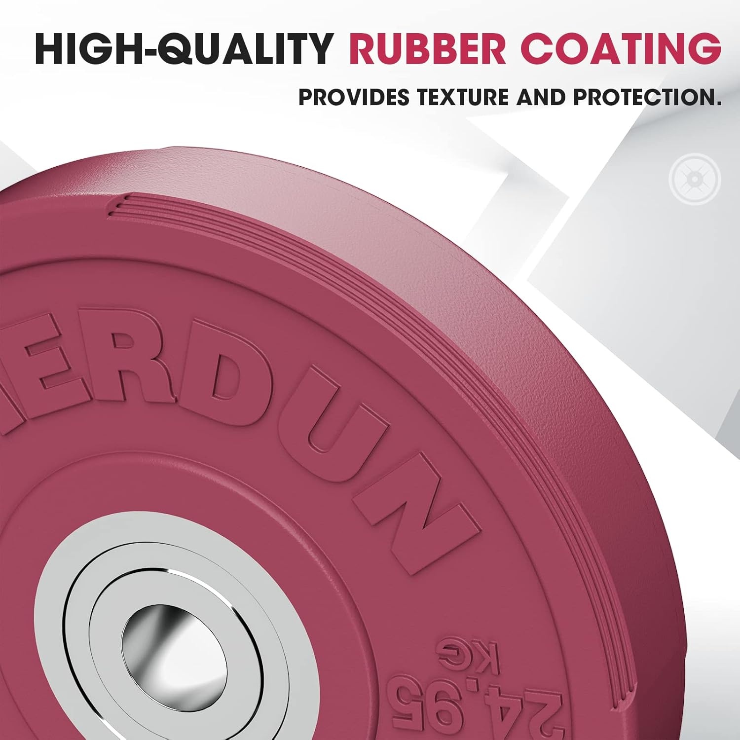 FEIERDUN Color Bumper Plate Set, 2-Inch Olympic Weight Plates, Low Bounce Rubber Barbell Plates with Stainless Steel Insert for Weightlifting, Strength Training, CrossFit & Home Gym, 10LB-370LB(R) 340LBS SET)