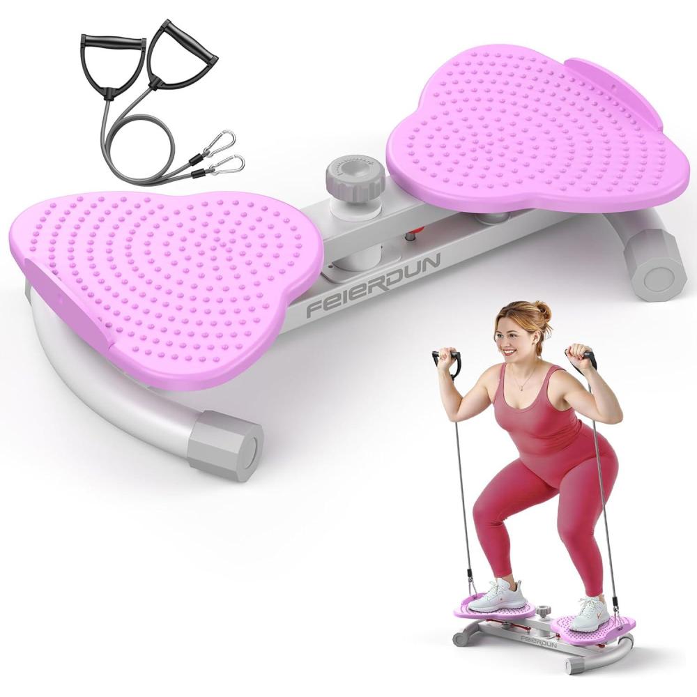 FEIERDUN Waist Twister Machine, Noiseless Ab Twister Board for Core Strength, Slim Waist and Toned Abs, Waist Twisting Machine for Home Gym Equipment for Women, 300 LBS Capacity(Purple)