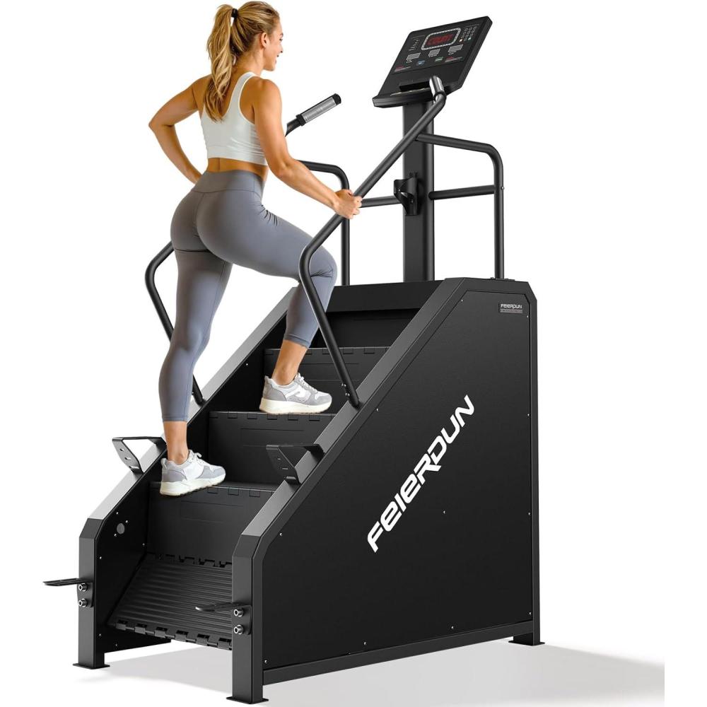 FEIERDUN Stair Stepper Machine for Home Gym, Commercial Grade Stair Climber with LED Screen, Stair Machine with 15 Speed Levels for Cardio and Lower Body Workouts, 660LBS Capacity, 24-164 Steps/Minute