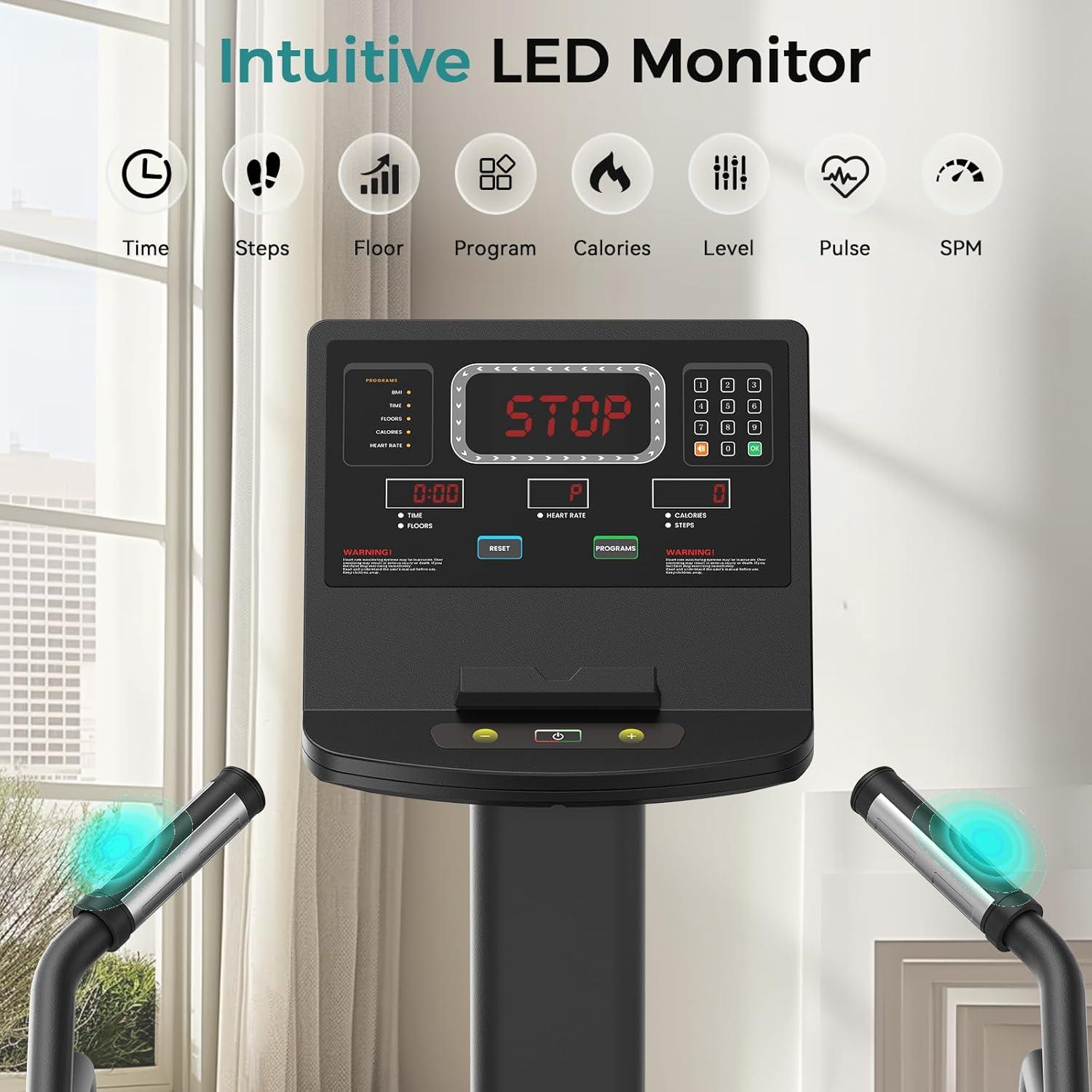 FEIERDUN Stair Stepper Machine for Home Gym, Commercial Grade Stair Climber with LED Screen, Stair Machine with 15 Speed Levels for Cardio and Lower Body Workouts, 660LBS Capacity, 24-164 Steps/Minute