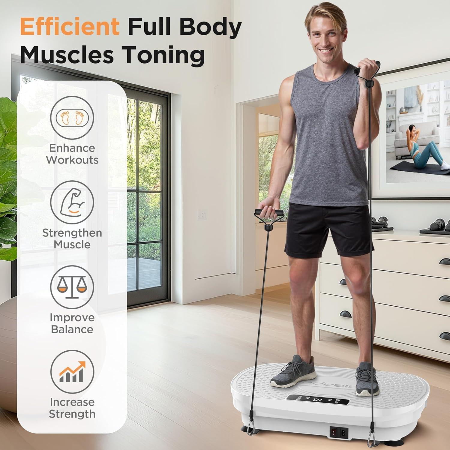 FEIERDUN Vibration Plate Exercise Machine, Vibration Plate for Lymphatic Drainage, Power Plate Vibration Platform for Weight Loss, Toning & Wellness