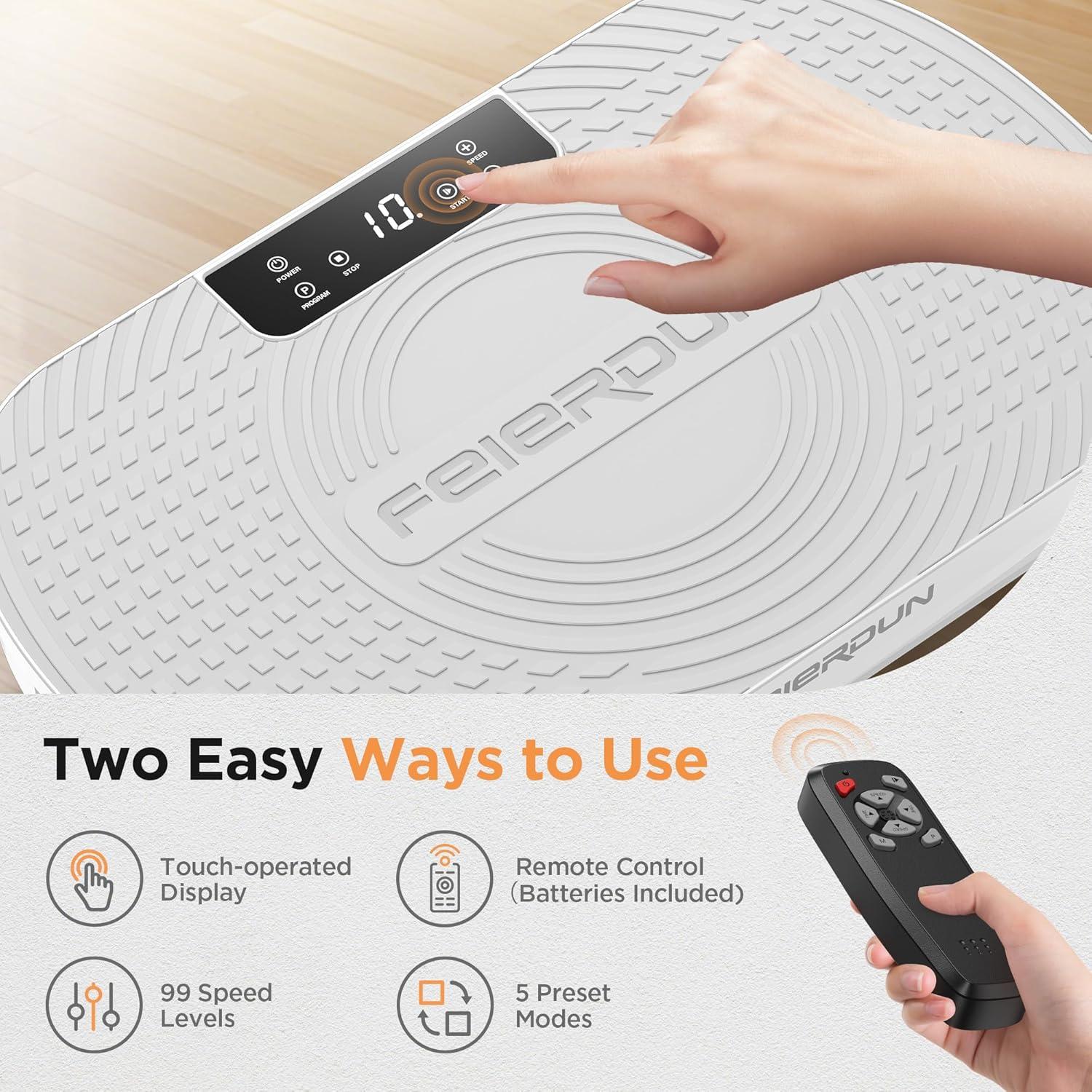 FEIERDUN Vibration Plate Exercise Machine, Vibration Plate for Lymphatic Drainage, Power Plate Vibration Platform for Weight Loss, Toning & Wellness