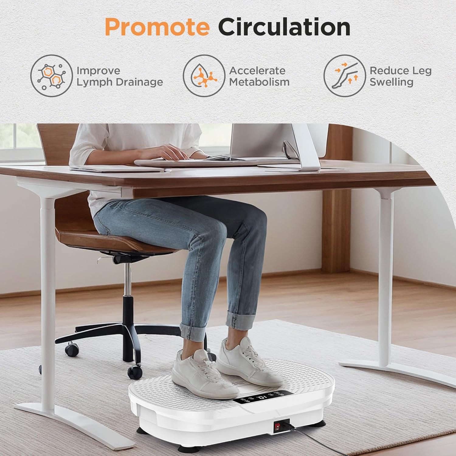 FEIERDUN Vibration Plate Exercise Machine, Vibration Plate for Lymphatic Drainage, Power Plate Vibration Platform for Weight Loss, Toning & Wellness