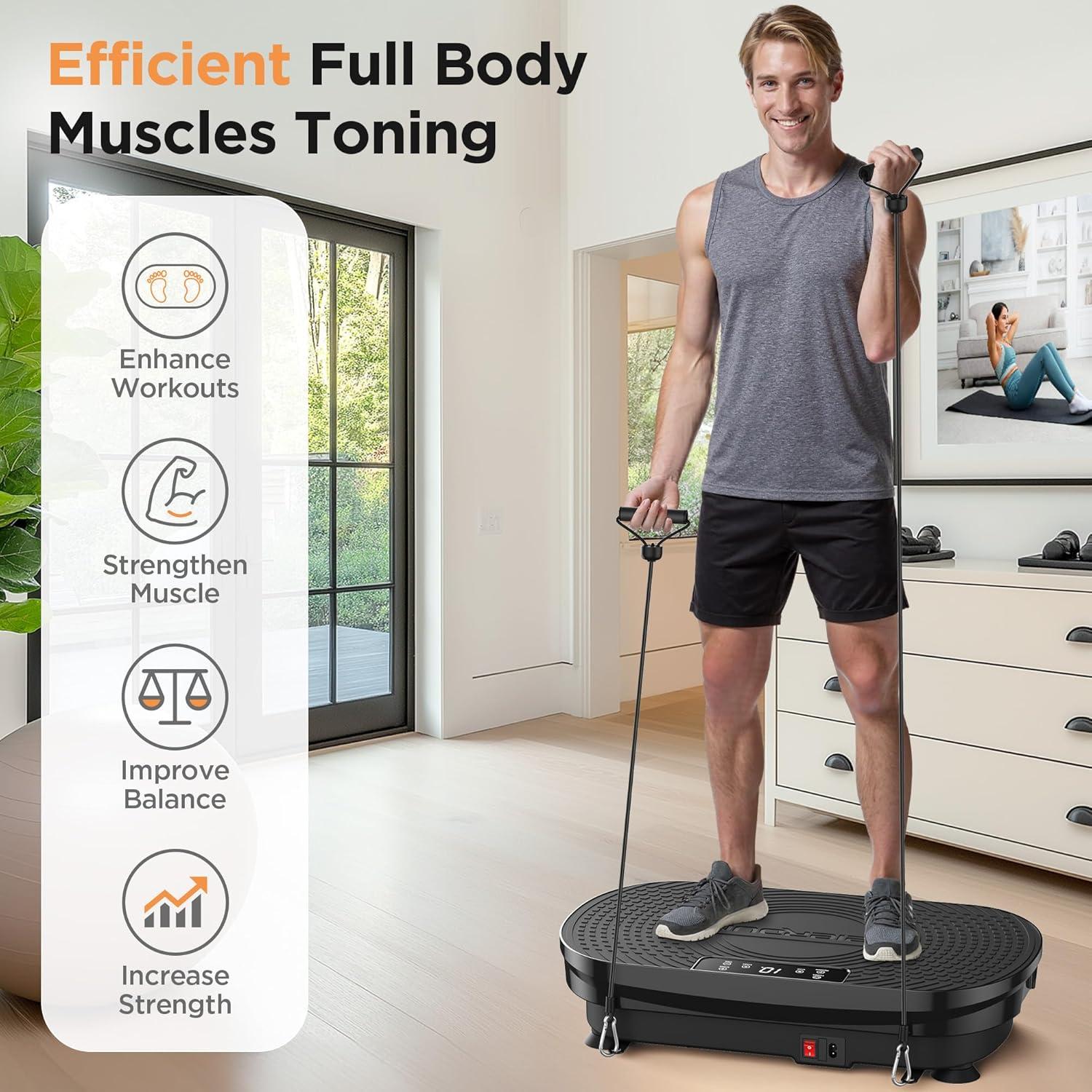 FEIERDUN Vibration Plate Exercise Machine, Vibration Plate for Lymphatic Drainage, Power Plate Vibration Platform for Weight Loss, Toning & Wellness