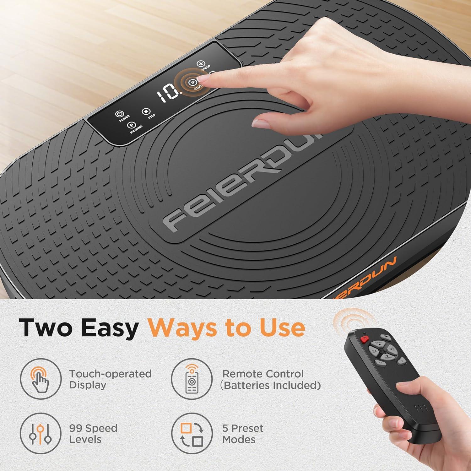 FEIERDUN Vibration Plate Exercise Machine, Vibration Plate for Lymphatic Drainage, Power Plate Vibration Platform for Weight Loss, Toning & Wellness