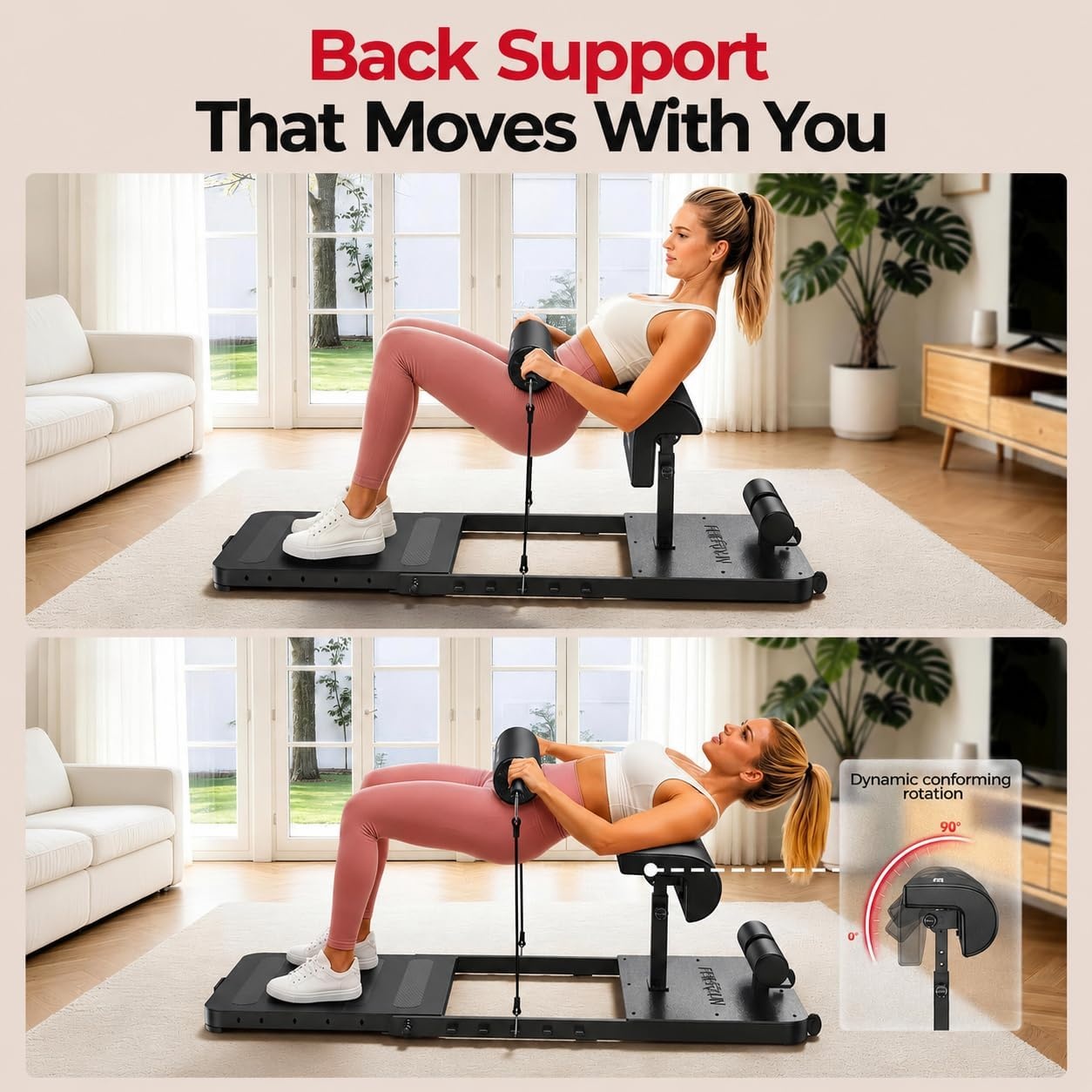 FEIERDUN HT1 Adjustable Hip Thrust Machine for Home Gym, Progressive Glute Training System with Barbell-Style Squat, Padded Support Bar, 7-Level Resistance Bands, Heavy-Duty Steel Frame