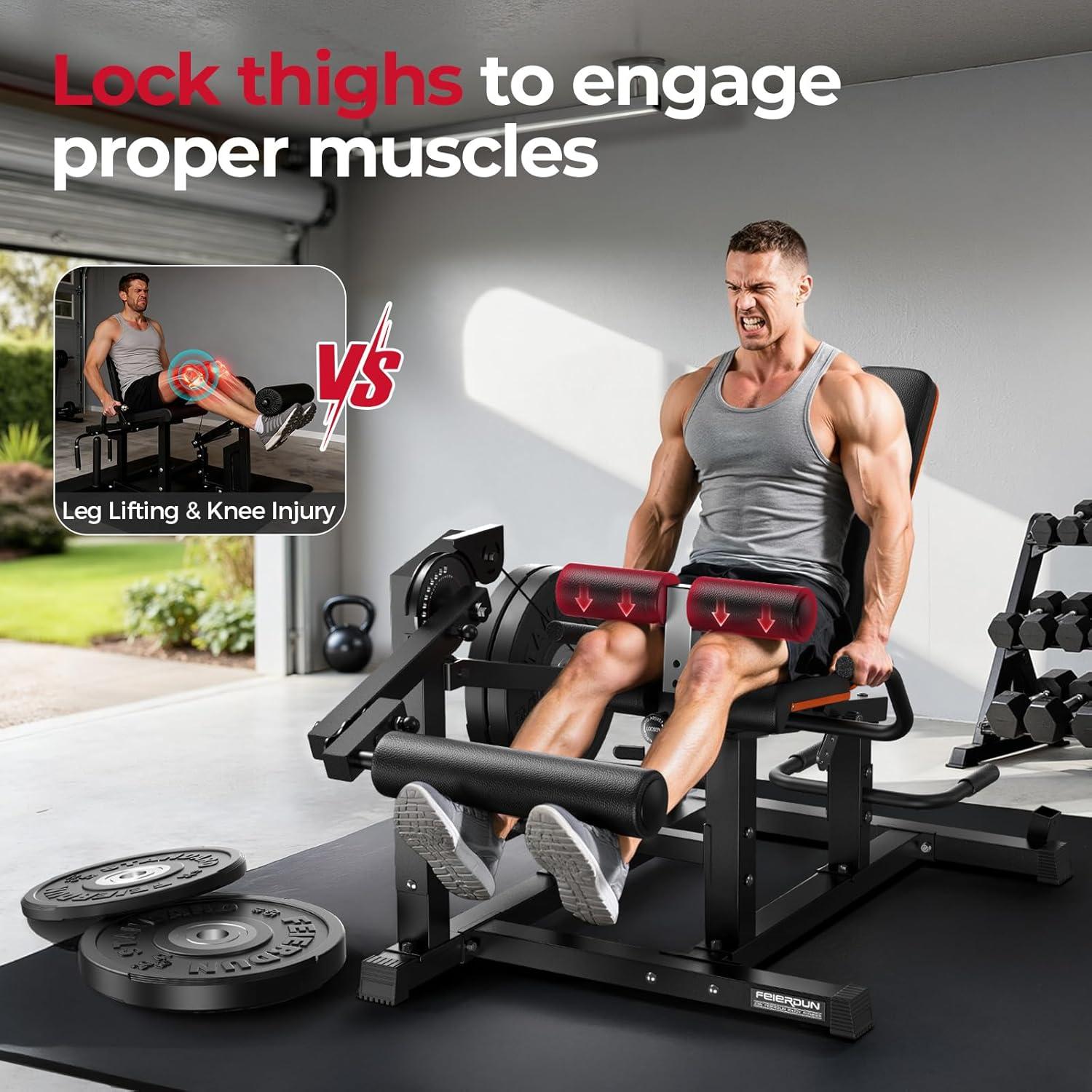 FEIERDUN Leg Extension and Curl Machine, Adjustable Leg Curl Machine, Seated Leg Extension and Lying Curl Machine for Home Gym, Leg Workout Equipment , Home Gym Weight Machine for Lower Body Workouts