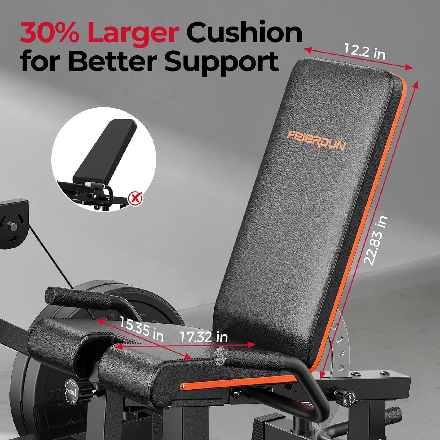 FEIERDUN Leg Extension and Curl Machine, Adjustable Leg Curl Machine, Seated Leg Extension and Lying Curl Machine for Home Gym, Leg Workout Equipment , Home Gym Weight Machine for Lower Body Workouts
