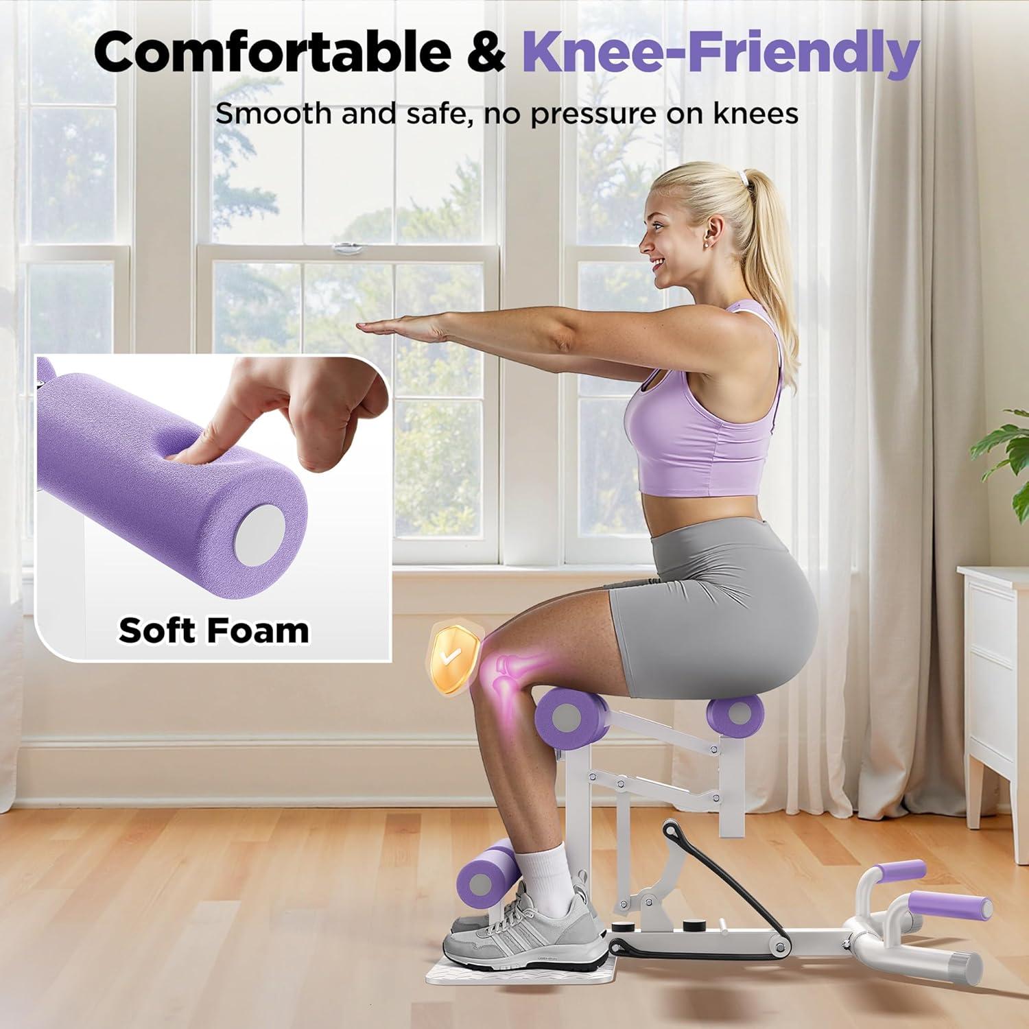 FEIERDUN Adjustable Deep Squat Machine – 7 Level Resistance Glute & Leg Trainer for Home, Multi-Functional Equipment for Women to Strengthen Core, Hips and Thighs