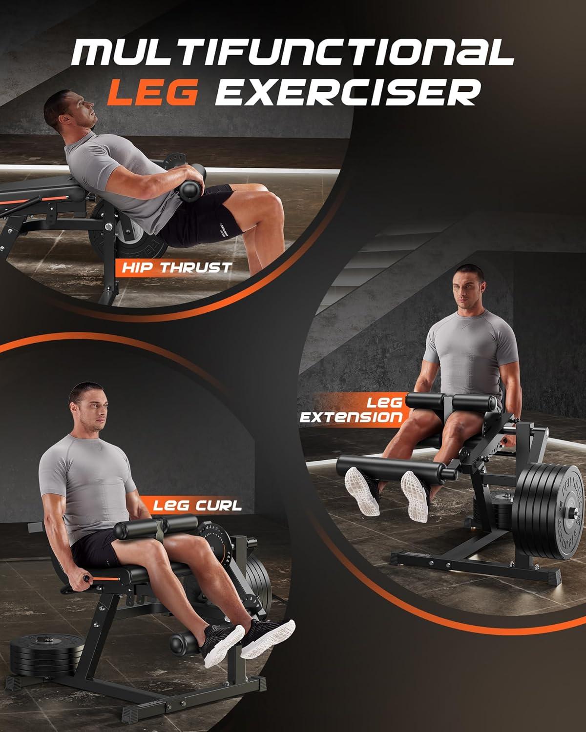FEIERDUN Adjustable Leg Extension & Curl Machine – 650lbs Capacity for Lower Body Workouts